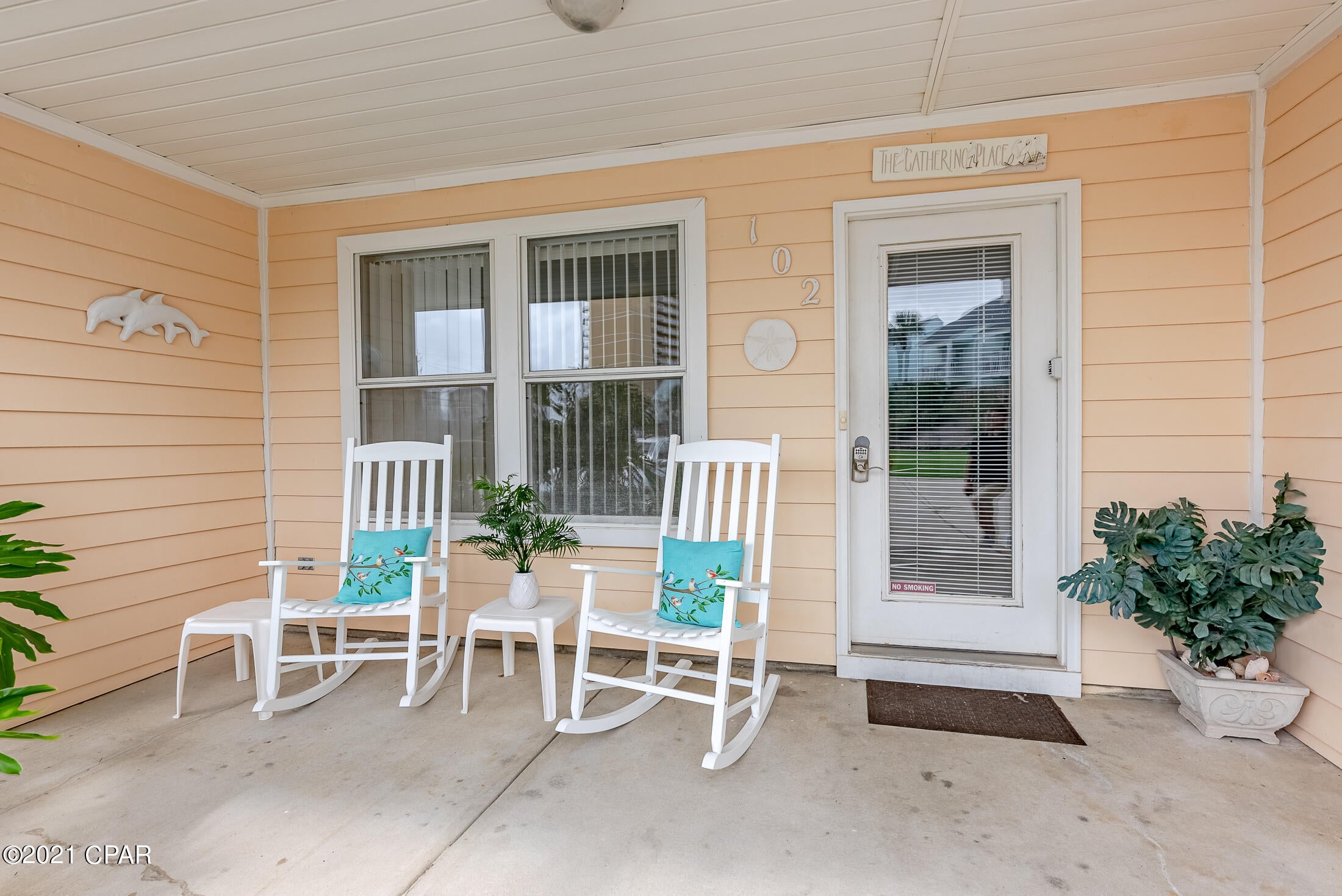 This awesome Ground floor  'Peachtree Condo' is only steps away from the gorgeous white sandy beaches  of the Gulf. Peachtree Place is an intimate complex situated directly across the street from the beach( beach access 73). The front patios  are enormous and welcoming. There is also a private back patio overlooking a Preservation area.This unit  is being sold rental ready ,yay! Other  great features include Hall Bunk Beds, a new refrigerator (2020),new Hot Water Heater(2020),new HVAC system (2021) ,a Tall commode and  duct work cleaned & sanitized (2021) Wow! Not only is this unit fantastic, but the complex is one of our favorites too! It has Low HOA fees (329. a month),the location is brilliant too (close to grocery stores, Pier Park, the 30A corridor and Carillon Beach! Come See