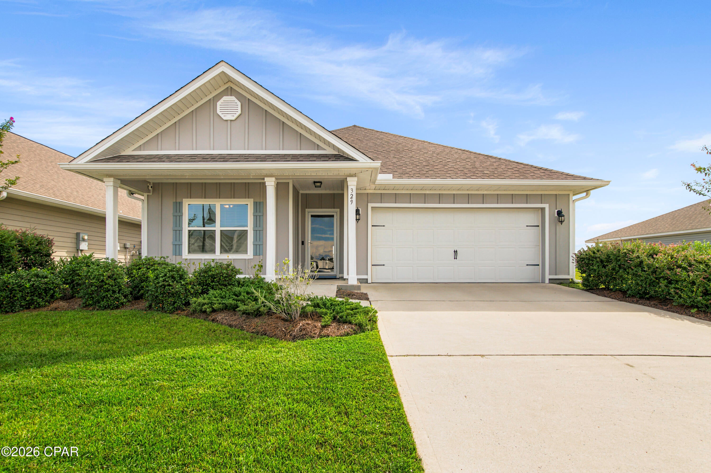 Welcome home to this beautiful, move-in-ready single-story residence situated on a scenic pond-front lot in Callaway, FL. Framed by durable Hardie-board siding and freshly painted throughout, this home offers 1,835 square feet of light-filled living space featuring 4 bedrooms, 2 full bathrooms, and 9-foot ceilings that enhance the open, airy feel. The heart of the home centers around a spacious kitchen equipped with rich granite countertops and brand-new stainless steel stove and refrigerator installed in July 2026. Designed with modern convenience in mind, the property comes outfitted with Z-Wave smart home technology, including smart door locks, select smart outlets, and customizable lighting control.

Relax or entertain outdoors in the privacy of your fully enclosed patio overlooking serene water views. Additional highlights include an attached 2-car garage equipped with a high-power NEMA 14-50 EV charging outlet, an included washer and dryer, and a low-maintenance layout built for everyday comfort. Located in the desirable Bridge Harbor community, this home seamlessly blends smart home efficiency with classic coastal living. All conveniently located within 15 minutes of Tyndall. Seller offering $5,000 towards Buyer Closing Costs with acceptable offer!