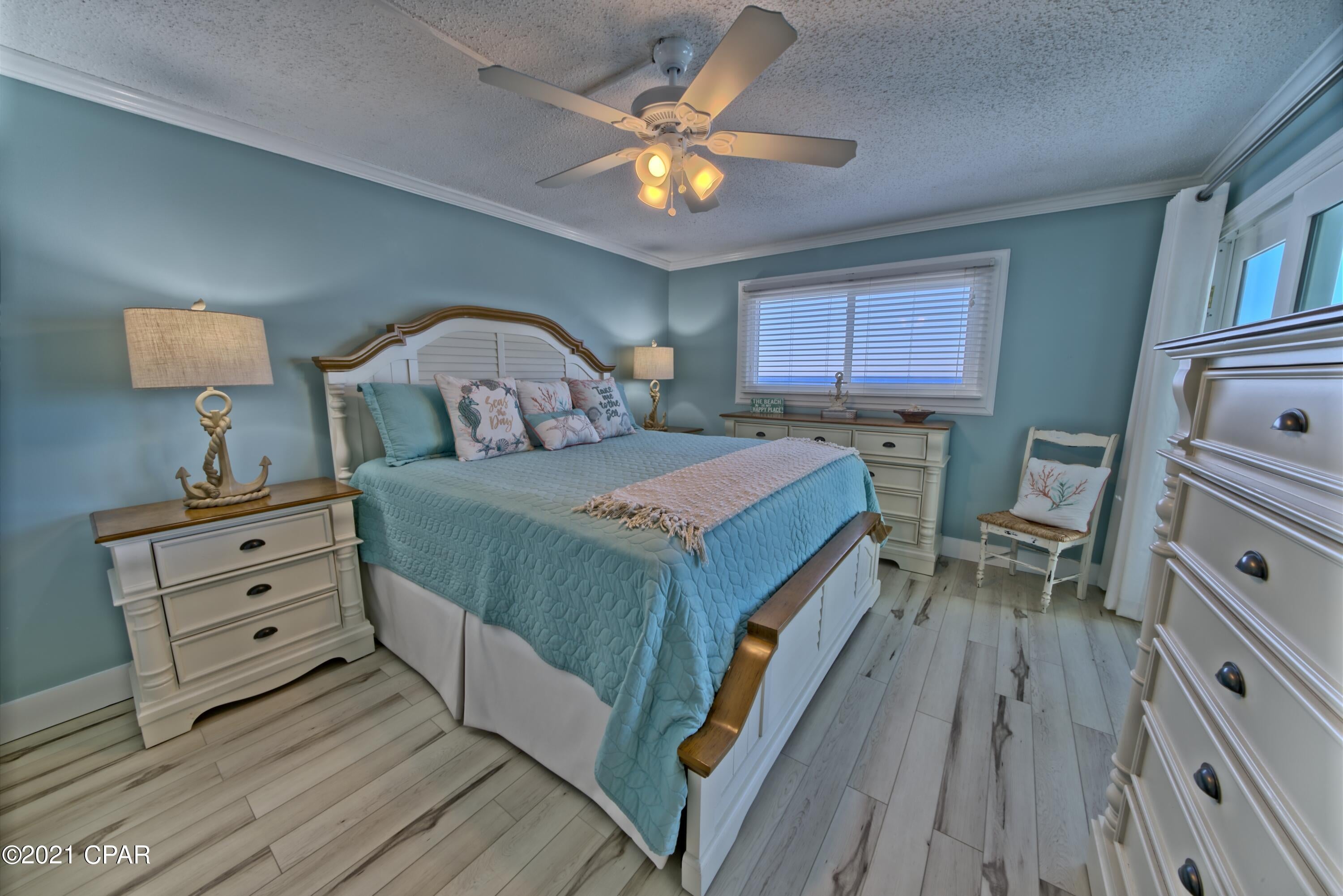 *ABSOLUTELY GORGEOUS* This 2 bed 2 bath condo with a GULF FRONT MASTER SUITE is a  NON-RENTAL and has been BEAUTIFULLY RENOVATED & FURNISHED!!!.  RENOVATIONS INCLUDE a COMPLETELY RENOVATED KITCHEN with custom counter tops, cabinets, S/S appliances, tile back splash, LVP flooring throughout, NEW sliding glass doors, 6 panel interior doors, base boards, bead board entry, bath vanities, light & plumbing fixtures, new paint, new furniture, CUSTOM BUILT-IN TRUNDLE DAY/BED and the list goes on and on! This EXQUISITE CONDO is being SOLD FULLY FURNISHED and MOVE IN READY!. REGENCY TOWERS is a PREMIER PANAMA CITY BEACH RESORT which offers gulf front pools, TIKI HUT bar/grill, fitness room and is located just minutes to St Andrew's State Park, marinas, shopping, dining and THE BEST PCB has to offer!