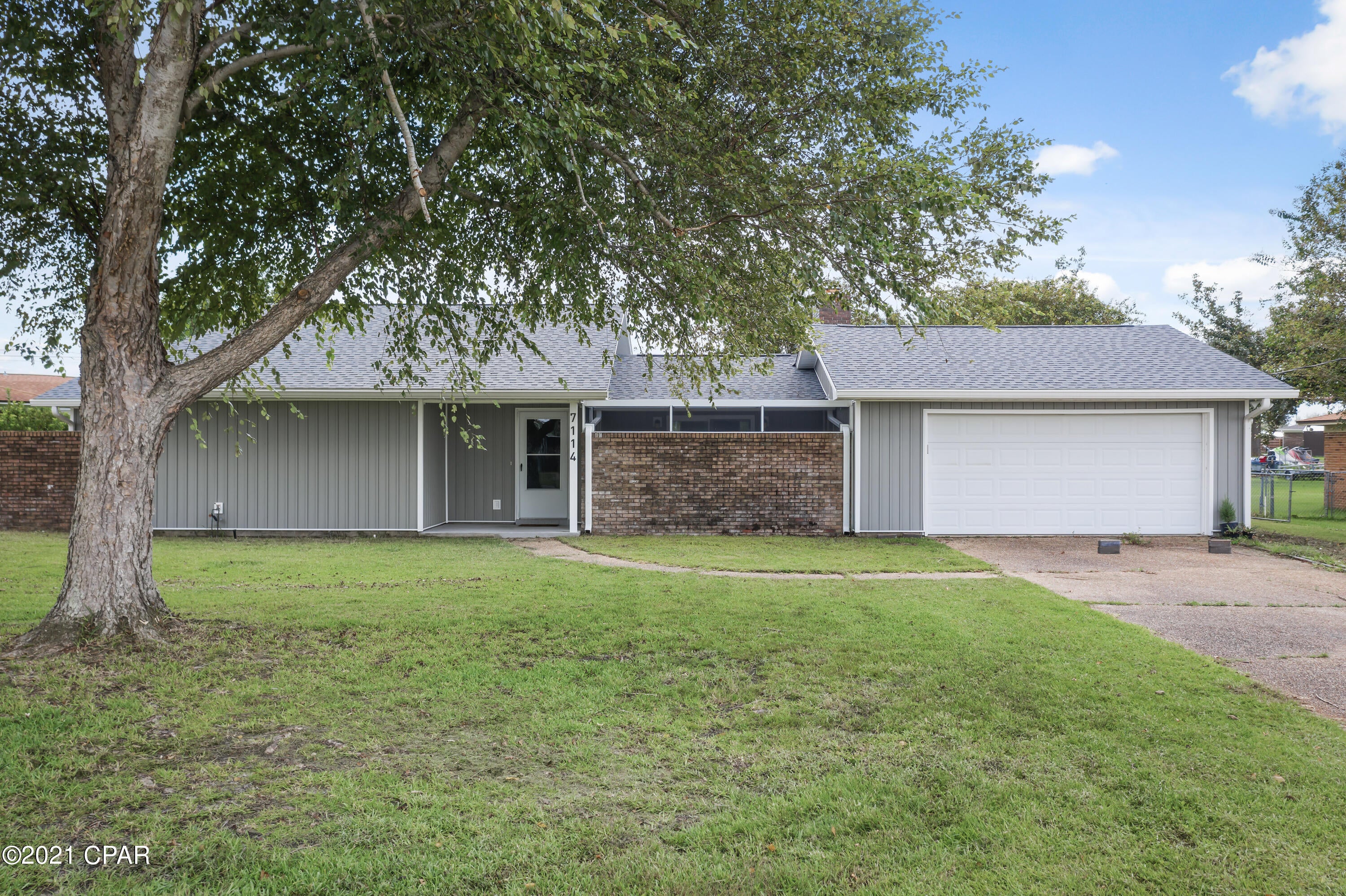 Very Nice, Updated home near Tyndall AFB and downtown. Home has been completely  

updated with new roof new windows, new ac. Inviting covered porch leads to spacious foyer. Living room has cathedral ceiling with wood burning fireplace with private courtyard. Kitchen is open to dining room with new appliances fridge, stove (also convection and air fryer) dishwasher and microwave over stove. Large Florida room overlooking the large privacy fenced back yard. Two bedrooms share a second courtyard. Steps away from Master bedroom with 2 walk in closets. Master bath has spacious tiled shower and double vanities. Blocks from the water.