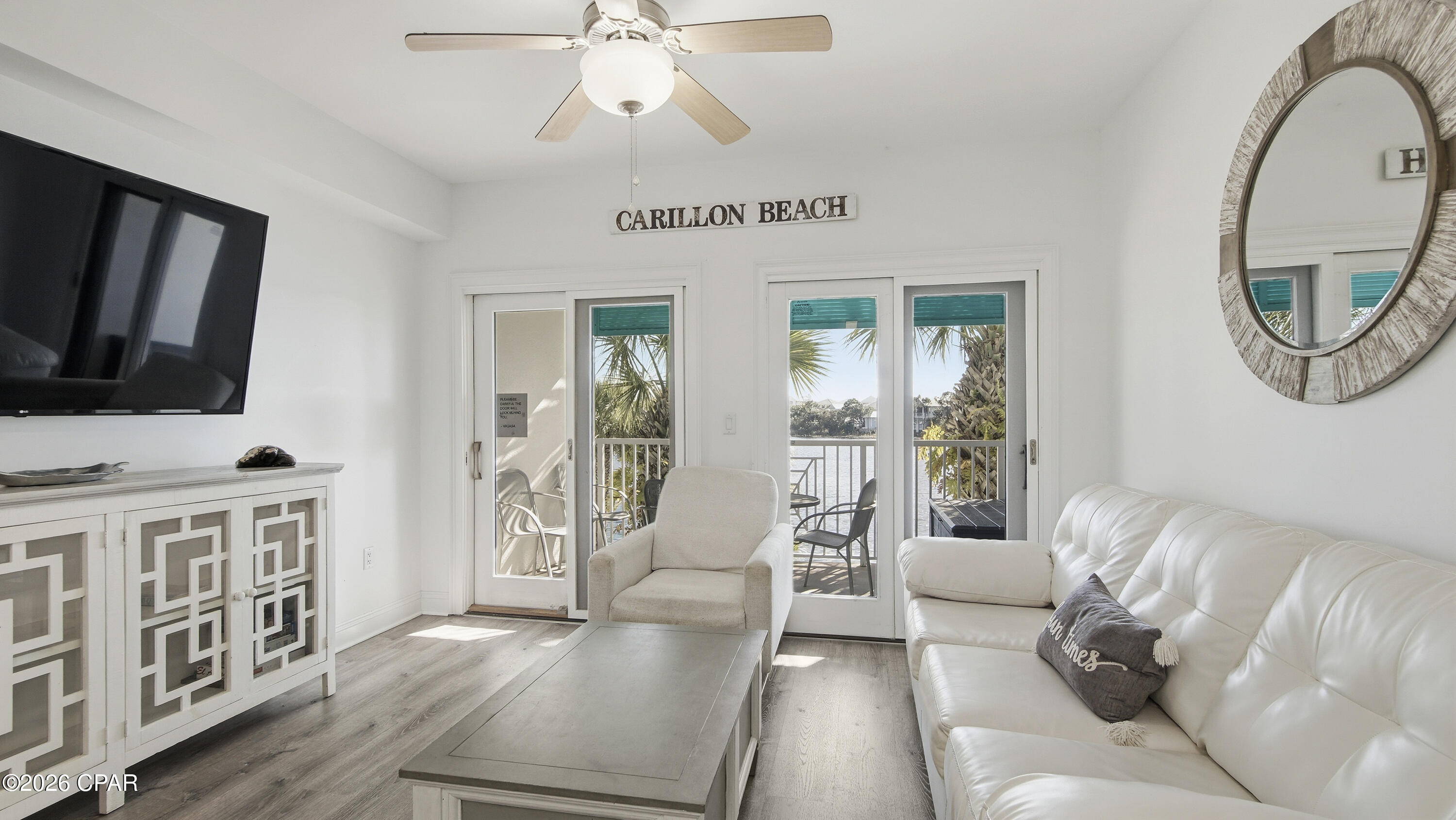RENOVATED. TURN-KEY. INCOME-READY.
This is the kind of condo buyers wait for--and rarely catch.  Perched on the second floor of Carillon Beach Inn, this fully upgraded unit delivers what most ''updated'' listings promise but don't: a true, start-fresh renovation with a clean coastal feel that instantly puts you in vacation mode. The kitchen? Done right. Granite countertops, a generous breakfast bar for slow mornings or evening cocktails, stainless steel appliances, and updated cabinetry that actually feels current--not ''recently refreshed.''  Luxury vinyl flooring runs throughout, paired with curated coastal furnishings that make this unit not just move-in ready--but rental ready on day one.  And then there's the view.
Step onto your private balcony and you're looking straight out over Lake Carillon--calm, reflective, and completely removed from the crowds. Sunrise with coffee. Sunset with a drink. This is the quiet side of Panama City Beach most people never find.  Location is the kicker. Tucked on the desirable west end, you're minutes to Pier Park, 30A, Lake Powell, and the airport--close to everything, but far enough to breathe.  Carillon Beach isn't just a place--it's a lifestyle.
3,900 feet of white sand beaches.
4 pools.
2 hot tubs.
Tennis.
Fitness center.
Yoga studio.
Dining and shopping--all inside the gates.
Whether you're looking for a personal escape, a smart investment, or both--this one checks every box without compromise.
Opportunities like this don't sit long in Carillon Beach.