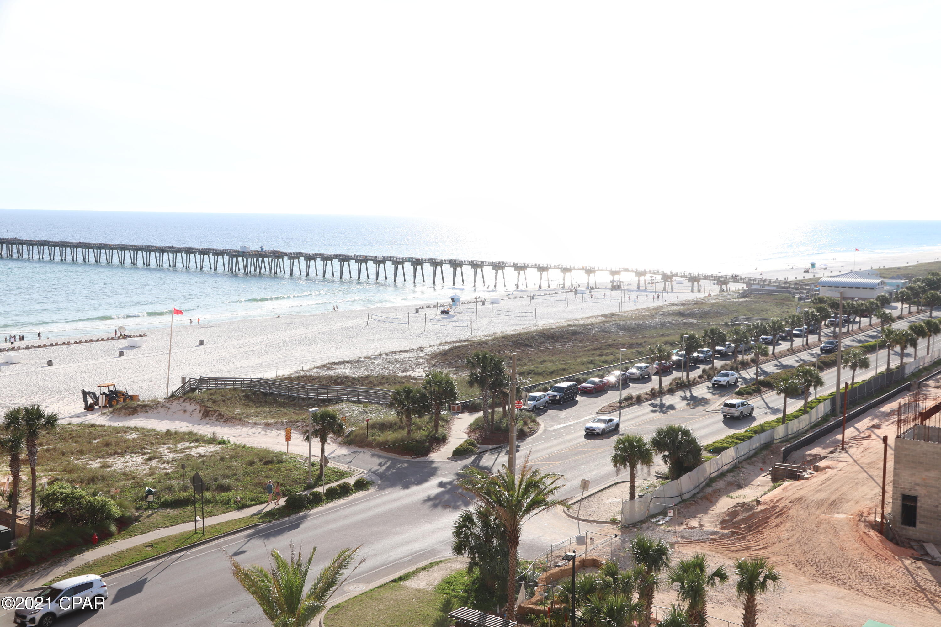 Construction is almost complete.  Just a few punch-out items.  BRAND NEW CONSTRUCTION.  Quartz counter tops, stainless steel appliances including fridge.   Washer/Dryer also included.  The balconies in tower 3 are rounded and very large.  Master bedroom and living room have gulf-views.