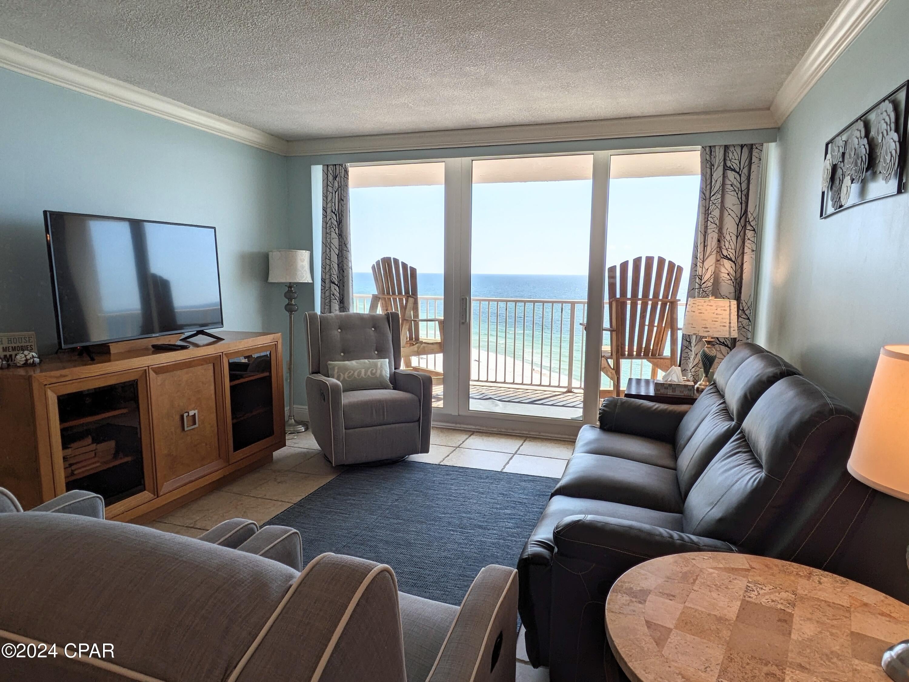 'CURRENTLY UNDER CONTRACT, SELLER WILL CONSIDER BACKUP OFFERS'  GREAT PRICE at the Dunes of Panama!  Milestone Report has been completed, repairs are almost complete, and ALL Assessments have been paid!!  Do not miss your opportunity to own this gorgeous Gulf Front 2 bedroom, 2 bath condo with fabulous views from the living room, dining room, kitchen and master suite! Tiled floors throughout, with crown molding, recessed lighting, remodeled kitchen, and textured ceilings. Comes fully furnished. With the beach just steps away, relax and unwind in your second home or rental investment property that is sure to please. Look at these views!  The Dunes of Panama Resort has 1500 linear feet of sugar white sand, 3 gulf front pools (one heated), tennis courts, basketball, free WI-FI, fitness room, volleyball, shuffleboard, outdoor BBQ grills, Stingray's restaurant and gift shop and the Sneaky Tiki poolside.
A/C and Water Heater 2015. Appliances 2017.