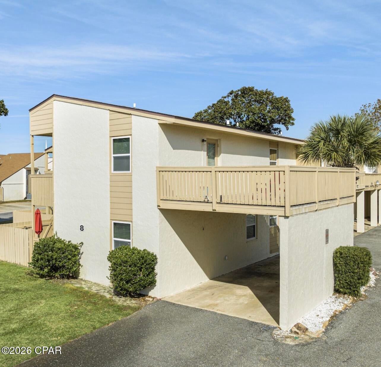 LOCATION, LOCATION, LOCATION!!
**Short-term rental plus furnished**
Perfectly situated in one of the most desirable locations within Horizon South, this beautiful end-unit condo (including a carport, 2 decks and fenced-in patio), is directly across from the community's outstanding amenities and just a short stroll to the sugar-white sands of the Gulf. Enjoy the best of both worlds--resort-style living and convenient beach access!

Horizon South offers an impressive array of amenities, including four swimming pools, a hot tub, pickleball and tennis courts, an 18-hole mini-golf course, fitness center, shuffleboard, horseshoes, and more!

This well-maintained condo has been thoughtfully updated over the few years with new flooring, an updated kitchen, renovated bathroom featuring a walk-in shower, fresh paint, and updated lighting & furnishings. Additional highlights include a drive-under carport, three private decks (two of which are new), and a brand-new roof.

Whether you're looking for a primary residence, vacation getaway, or investment property, this move-in-ready condo offers an outstanding opportunity in one of Panama City Beach's most popular gated communities. 

*Measurements are approximate and should be verified by the buyer if important.*