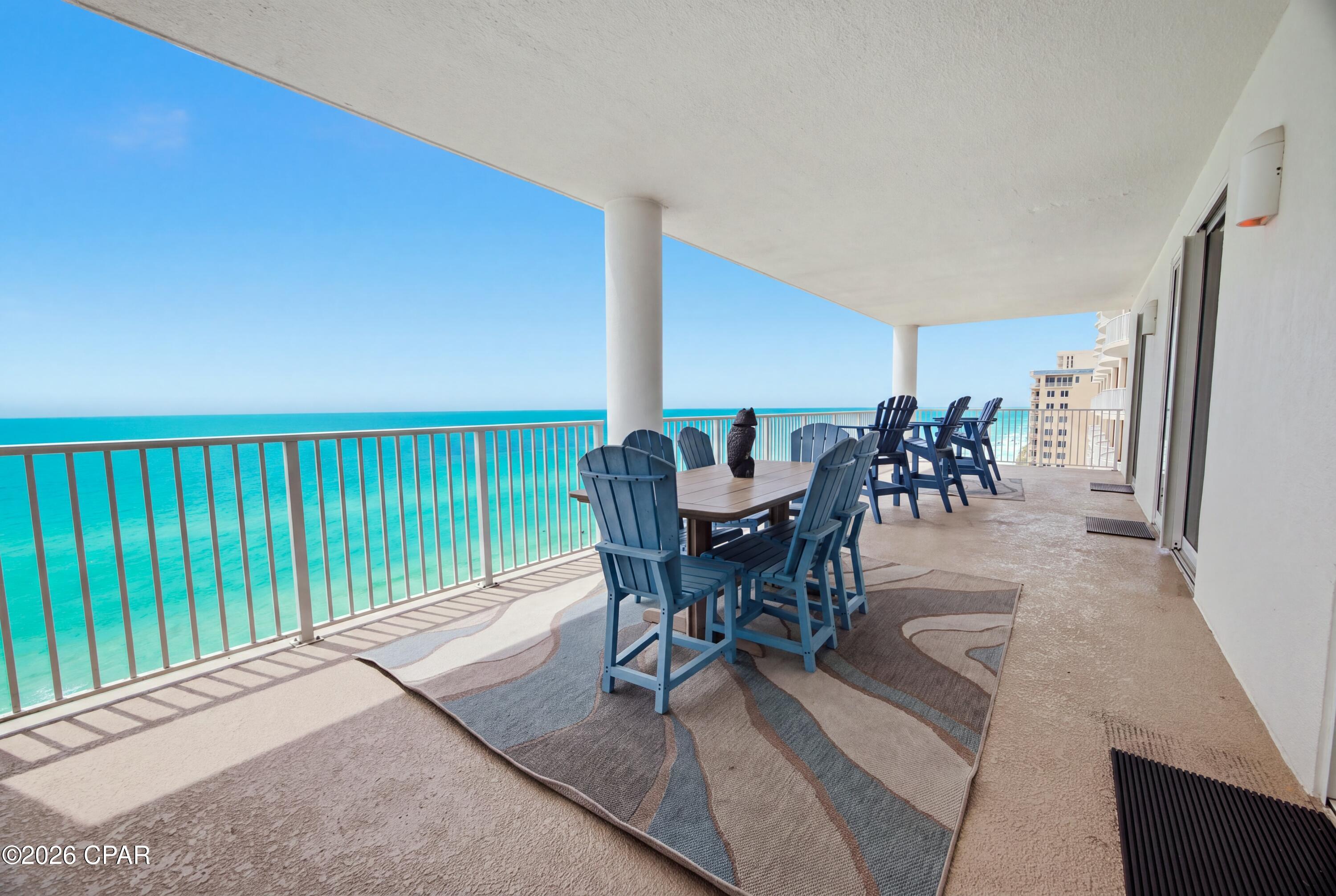 RARE 4-BEDROOM END UNIT WITH SHOW STOPPING GULF VIEWS! This spacious 4-bedroom, 4-bath end unit at Ocean Ritz offers the kind of Gulf-front living that's increasingly hard to find in Panama City Beach. With an open layout, abundant natural light, and sweeping views of the emerald Gulf and unforgettable PCB sunsets, this residence was made for gathering at the beach. Beautifully furnished and offering four true bedrooms with four full baths, there's plenty of room for family and guests while still enjoying the privacy of an end-unit location. Step outside and let the expansive Gulf views do the talking--from morning coffee to sunset, the backdrop never gets old. And a major bonus: a deeded parking space convey with the unit--an exceptional advantage for a four-bedroom condo at the beach. Whether you're searching for a second home, full-time coastal residence, or investment opportunity, this Ocean Ritz residence delivers the space, location and views buyers come to Panama City Beach for. Four bedrooms. Four baths. Two parking spaces. One incredible Gulf-front opportunity.