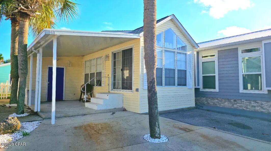 Awesome turn key rental in Venture Out! This golf cart friendly community is perfect for your next beach home or investment. This 2 bed, 2 bath home has a fresh coat of paint, updated kitchen, and update bathrooms. The home features a set of custom bunk beds, with their own half bathroom. The primary bedroom has plenty of storage and access directly to the main bathroom. The Kitchen features updated appliances and backsplash. The main living area is spacious. The home also features an attic storage space above the kitchen for storing your beach gear. The community features a community pool, shuffle board courts, mini golf course, tennis courts, playgrounds, boat storage, snack bar, community club house, and private beach access. The community is also gated with a guard shack. All measurements are approx and should be verified by buyer.