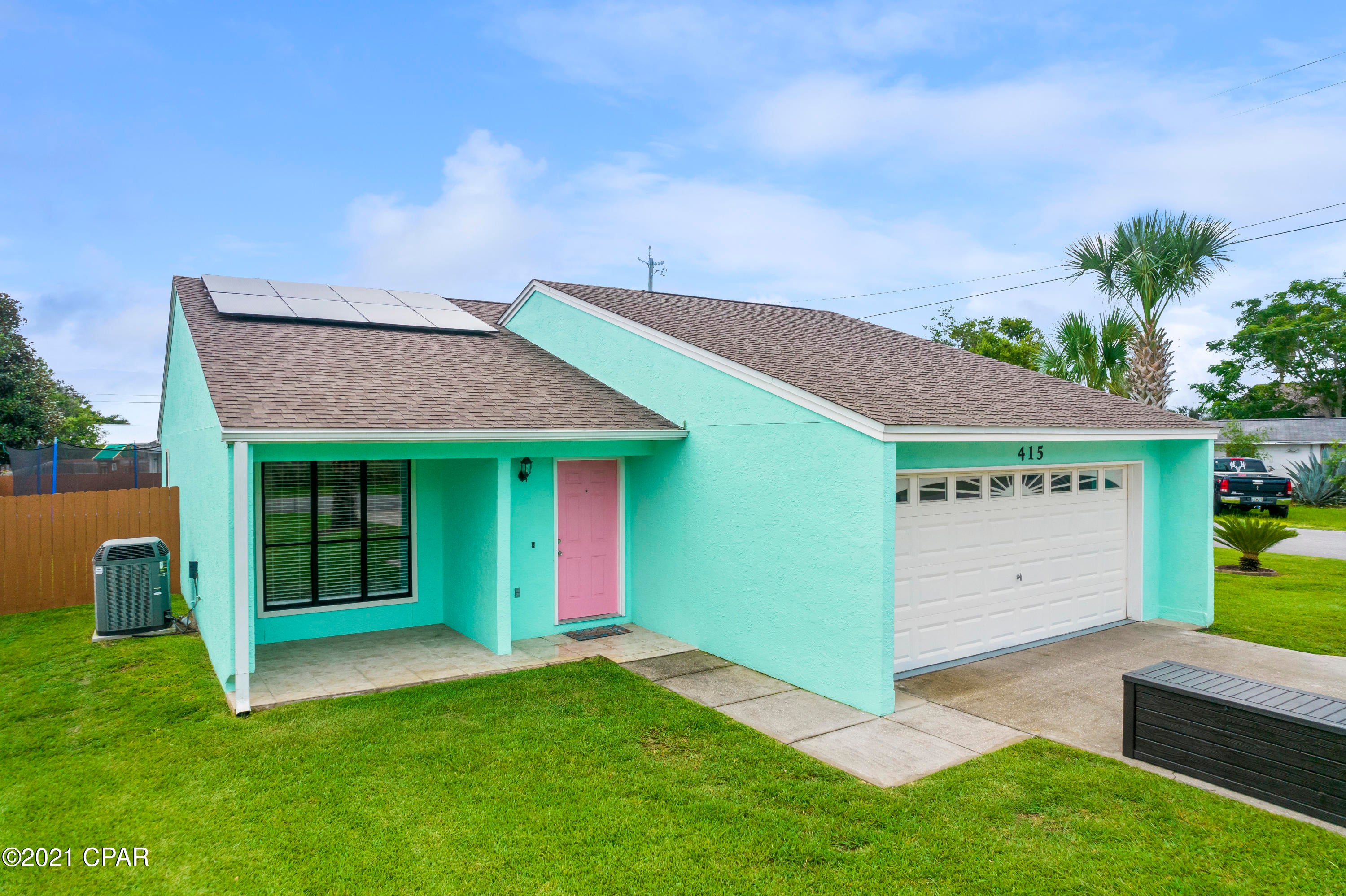 LOCATION Alert! Only 3 blocks to the beach from this large corner lot in the centrally located neighborhood of Bahama Beach. Fully-furnished, this cozy beach home has easy access off Oleander St. at the 46 - 50 beach markers. Superb location in the heart of Panama City Beach with easy access to East or West End. Check out our all new kitchen in trendy colors with farmhouse sink, all new appliances, & granite throughout. Relax in the gorgeous Florida lifestyle area right outside the French doors with a saltwater pool wrapped in custom decking. You'll love your lighted gazebo and comfy seating with fire pit that creates the perfect ambience in the Florida evenings. Solar panels keep electric bills $20 - $80 / month. We have loved the open wall between the kitchen & living room creating a more generous floor plan for the space, the updated 2 car garage for all the toys & golf cart, playing outside on the luxurious St. Augustine dense front lawn, and the low maintenance, carefree Florida lifestyle this home has provided. Perfect primary residence or second home - no STR allowed in this neighborhood.   See documents tab for cost to own & maintenance details.