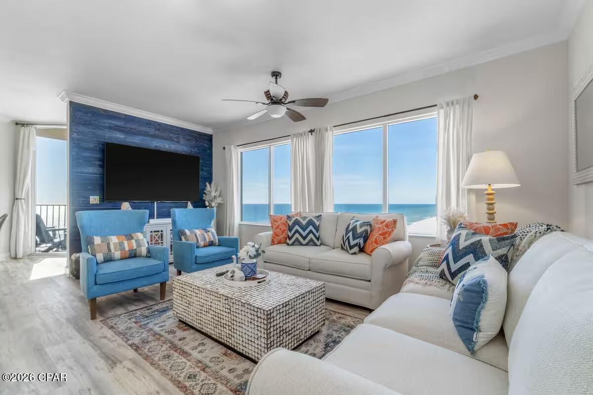 Turnkey, furnished Gulf-front retreat with a new AC system, new flooring and a beautifully remodeled interior! This spacious 12th-floor, 2-bedroom, 2-bath condo offers approximately 1,182 square feet, breathtaking Gulf views and a private balcony perfect for enjoying unforgettable sunsets. The open living and dining area flows into a well-equipped kitchen, creating an inviting space for owners and guests. Offered furnished and ready to enjoy, this property is ideal as a second home, beach getaway or short-term rental investment.

Tidewater Beach Resort offers direct beach access, two lagoon-style outdoor pools, an indoor heated pool, hot tubs, a fitness center, sauna, steam room and theater. Conveniently located near Pier Park, dining, shopping and entertainment. Pac-Man machine not included.