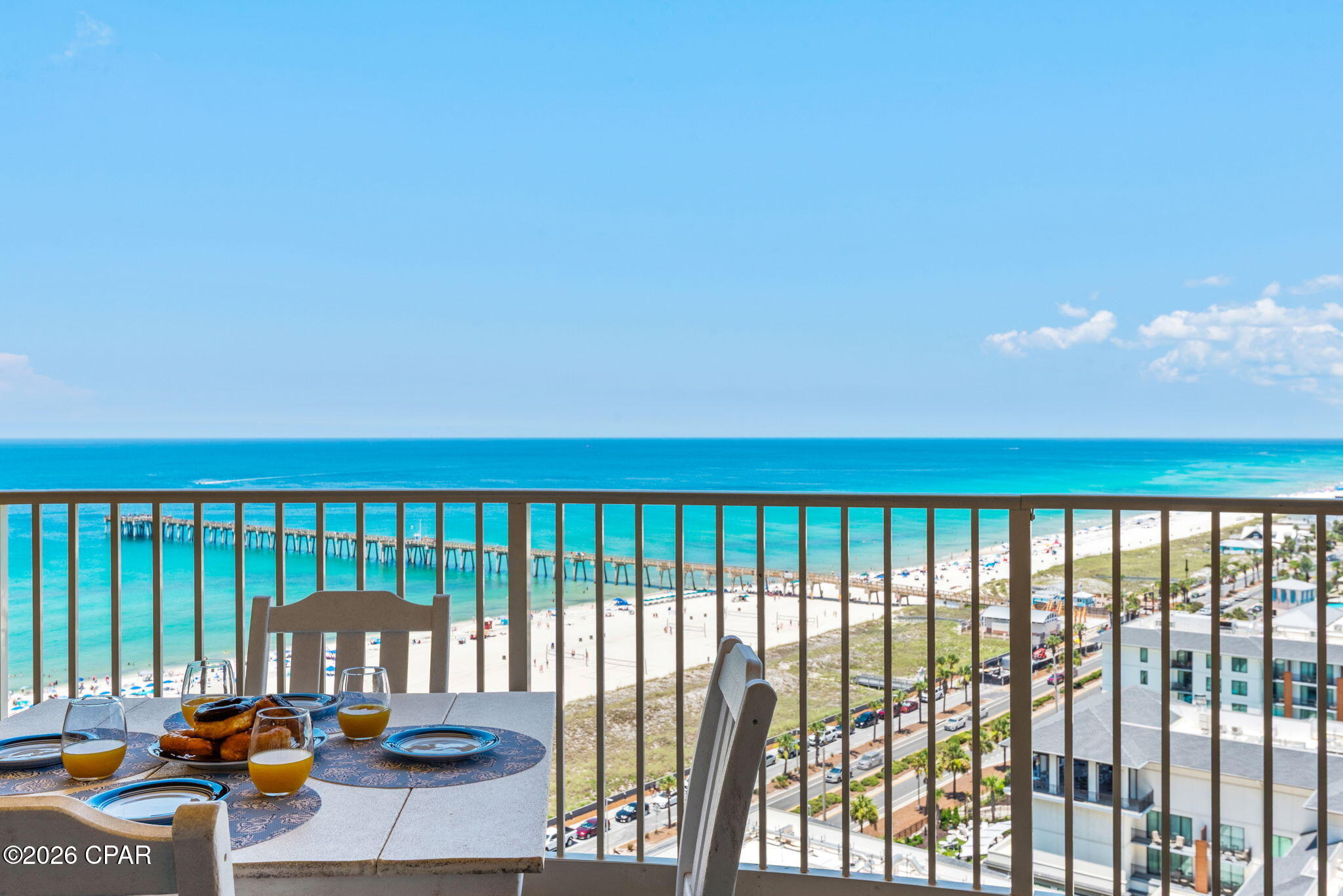Experience coastal living at its finest in this stunning one-bedroom, two-bath condominium in Calypso Tower III, the newest high-rise in Panama City Beach. Thoughtfully designed this beautiful condo offers the perfect blend of comfort, style, and functionality, making it an ideal vacation getaway, investment property, or full-time residence. Step onto your private balcony and take in breathtaking panoramic views of the emerald-green Gulf of Mexico, where every sunrise and sunset creates a picture-perfect backdrop. From the comfort of your own balcony, enjoy front-row seats to Panama City Beach's spectacular Fourth of July and New Year's Eve fireworks displays. Located just steps from Pier Park, you'll have easy access to premier shopping, dining, entertainment, and the beach, while enjoying the exclusive amenities of the newest resort tower in PCB, including a resort-style pool, fitness center, hot tub, fire pit, and covered parking with convenient beach access via the pedestrian skybridge. Whether you're relaxing by the pool, strolling the sugar-white sands, or soaking in the incredible Gulf views, this exceptional condo offers the ultimate beach lifestyle.