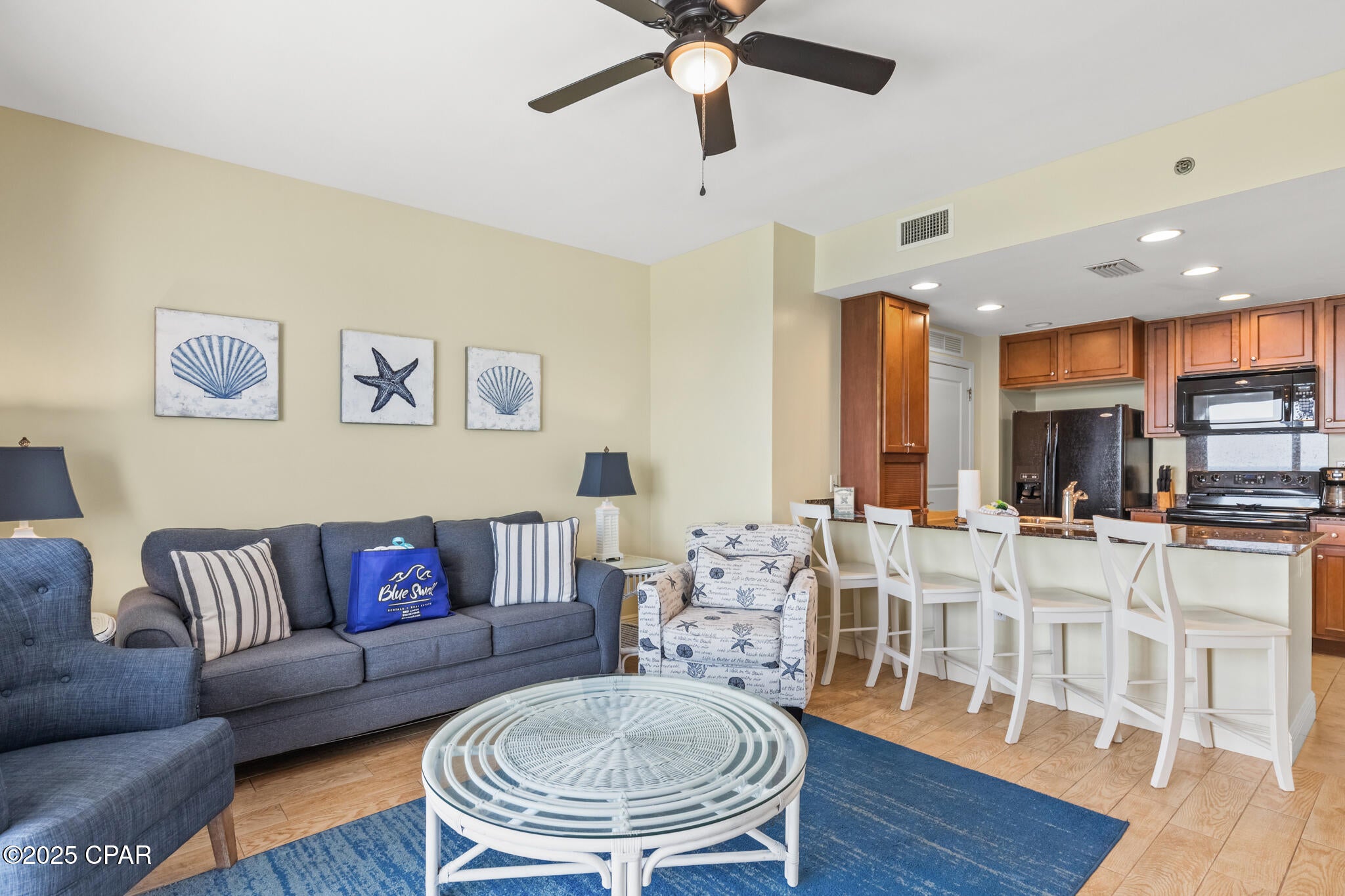 **Motivated Seller!** Ideally located in the heart of the **Panama City Beach tourism district**, this well-maintained condominium puts you within walking distance of **Pier Park and Russell-Fields Pier**, with **Frank Brown Park just minutes away**.

The inviting open-concept floor plan seamlessly connects the kitchen and living area, offering **beautiful Gulf views** and a comfortable space for relaxing or entertaining. Tile flooring runs throughout the unit, including upgraded tile in the bedroom and living room designed to resemble maple hardwood. Recent improvements include **fresh interior paint and a newer hot-water heater**.

Step outside onto the private balcony and enjoy the convenience of a **built-in electric grill**--perfect for enjoying the coastal atmosphere.

The unit comfortably accommodates **up to four adults and two children**, making this floor plan especially appealing for Panama City Beach's vacation rental market. It has historically attracted **prime-season short-term vacationers as well as off-season monthly ''snowbird'' guests**.

With its desirable location near some of PCB's most popular attractions, Gulf views, and rental-friendly layout, this condo offers an excellent opportunity for a **vacation getaway, second home, or investment property**.