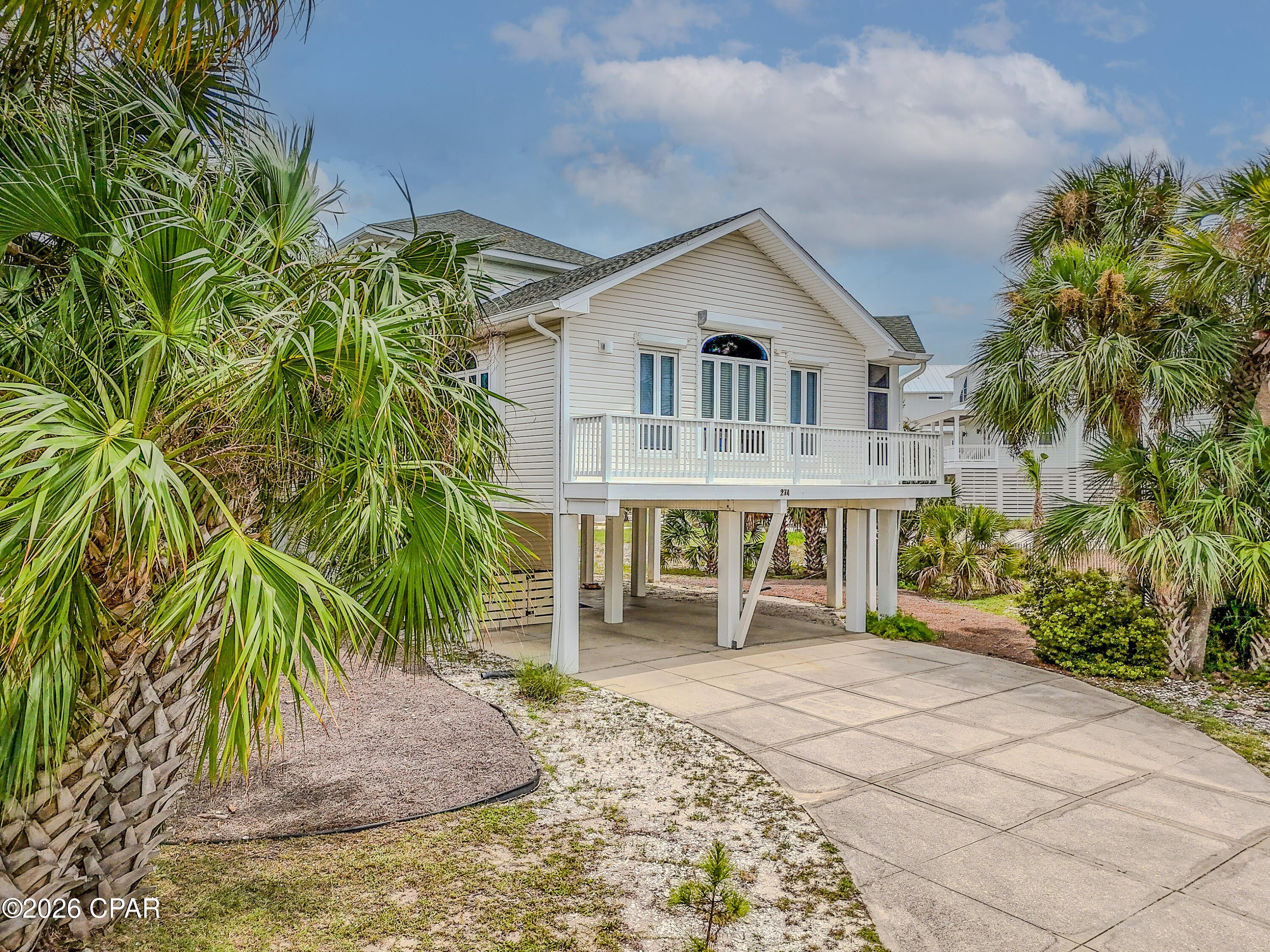 GULF VIEWS, BEACH ACCESS & COASTAL LIVING ON CAPE SAN BLAS! Welcome to this one-owner, 3-bedroom, 2.5-bath home on South Cape San Blas, offering beautiful Gulf views, spacious living, and all the ingredients for an incredible beach retreat, second home, or vacation rental. Step inside to a bright and inviting open-concept living area filled with natural light. The seamless flow between the kitchen, dining, and living spaces makes entertaining easy. You can prepare a meal, gather around the table, or relax in the living room without missing time with family and guests. A combination of ceramic tile, LVP, and carpet throughout provides comfort while making everyday coastal living and cleanup a breeze. The home features large bedrooms, including a spacious primary suite with a walk-in closet, giving owners and guests plenty of room to settle in and relax. Gulf views can be enjoyed throughout the home, while three balconies provide even more opportunities to take in the coastal surroundings. The screened-in porch may quickly become a favorite spot, perfect for enjoying the Gulf breeze, morning coffee, or a quiet evening outdoors while staying protected from many of the elements. When it's time to hit the beach, the community boardwalk leads directly to the wide, beautiful beaches of Cape San Blas, making days along the Gulf easy to enjoy. After the beach, rinse off in the outdoor shower or head to the community pool for an afternoon swim. Boat parking adds another great perk for those who want to take full advantage of life along the Forgotten Coast. Additional features include concrete pilings, hurricane shutters, and a private well for irrigation. Located in the AE Flood Zone with affordable HOA fees, this property offers great potential as a full-time residence, coastal getaway, or income-producing vacation rental. Whether you're spending the day boating, walking the beach, relaxing by the pool, or simply enjoying the Gulf views and coastal breeze from your own porch, this Cape San Blas home puts the laid-back beach lifestyle right at your doorstep.