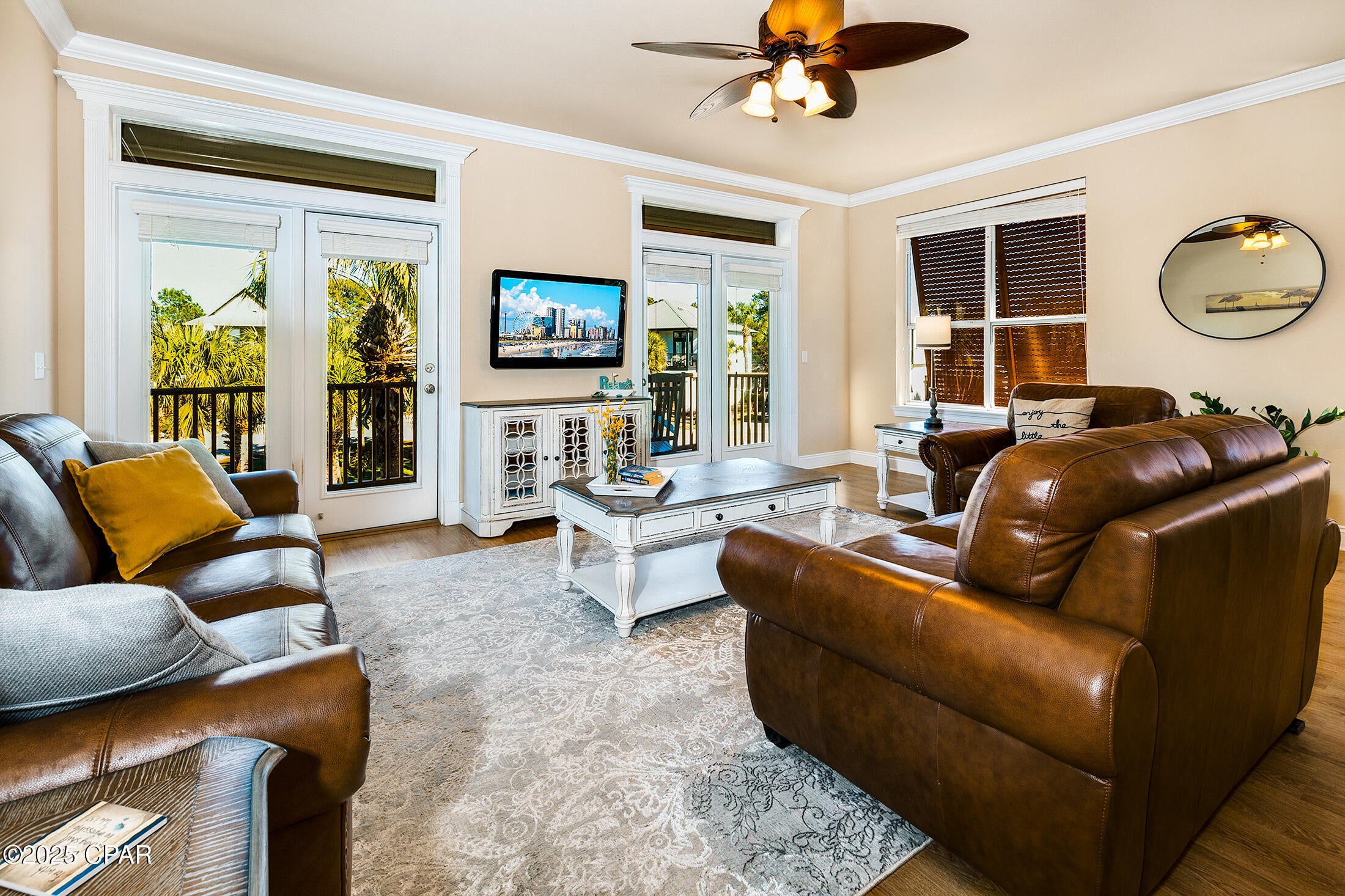 Beautifully decorated in high-end coastal decor, this home is being sold fully furnished and turn-key! Situated in one of Panama City Beach's best-kept secrets in the small and luxurious community of Sea Town. See this beautiful 4-bedroom 3-bathroom home, with a bonus room(!), in a Caribbean-influenced neighborhood where short-term rentals are allowed. Sea Town is a private subdivision comprised of 15 homesites, a community pool, and is located less than 1000 feet from the #66 beach access, 1.5 miles from Pier Park, and 20 minutes from the Northwest Florida Beaches International Airport (ECP). This luxurious home boasts 10 ft ceilings throughout, custom cabinets in the
kitchen and bathrooms, granite countertops, tile backsplash, and stainless appliances. The primary bathroom comes complete with separate vanities, a spacious shower, large tub, and a walk-in closet. Tremendous investment potential, or live there and enjoy all the beach and this neighborhood has to offer!  Schedule a viewing today!