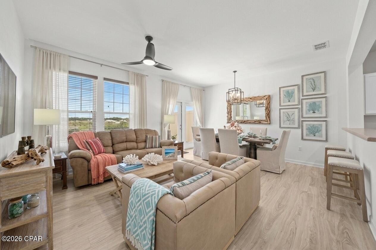 Tucked into Whisper Dunes, this 1,577-square-foot townhome delivers an updated 3-bedroom, 2.5-bathroom floor plan designed for simple, modern living. The location places you minutes from both 30A and Pier Park, offering direct access to area dining, shopping, and beaches while avoiding heavy traffic corridor noise. Highlights include modern interior finishes, a low-upkeep exterior, and a short walk to the community pool. An ideal match for anyone seeking a turn-key primary residence or a private beach getaway.