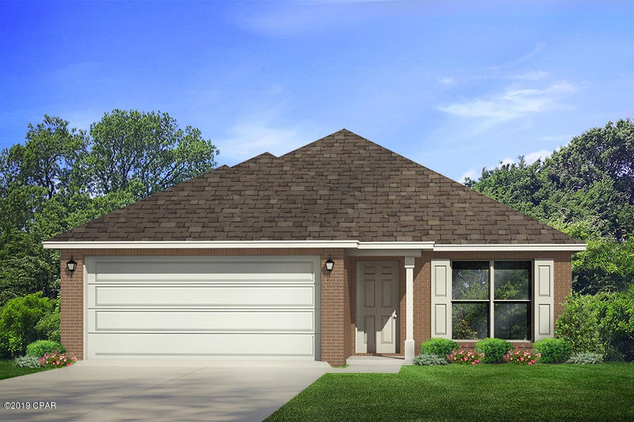 The Ocala plan has a covered entry way and two car garage. As you enter the foyer you will see traditional 8' ceilings, decorative doors with nickel hardware and vinyl sheet flooring throughout the common and wet areas of the home. There is a bedroom at the front of the home that looks out to the landscaped front yard. The kitchen is open and airy and has plenty of cabinetry as well as a pantry. The countertops are durable laminate and the appliances include a coil top stove, microwave and dishwasher. There is a small hallway just off the breakfast area that leads to two bedrooms and a hall bath as well as the laundry area and two car garage. You will find chrome faucets in the kitchen and bathrooms and the cabinetry is finished in Espresso. This plan also has the option to add a center island for additional workspace in the kitchen. The master bedroom is just off the large family room. It has a bath with a linen closet, a large walk-in closet and dual sink vanity with laminate countertops. The family room opens out to the covered back porch, perfect for dining outdoors and enjoying Summer barbecues. Magnolia Hills is conveniently located in the heart of Panama City with direct access to Highway 231. Residents enjoy a short drive to Tyndall Air Force Base, Lynn Haven and the beautiful white beaches of Mexico Beach and Panama City Beach.