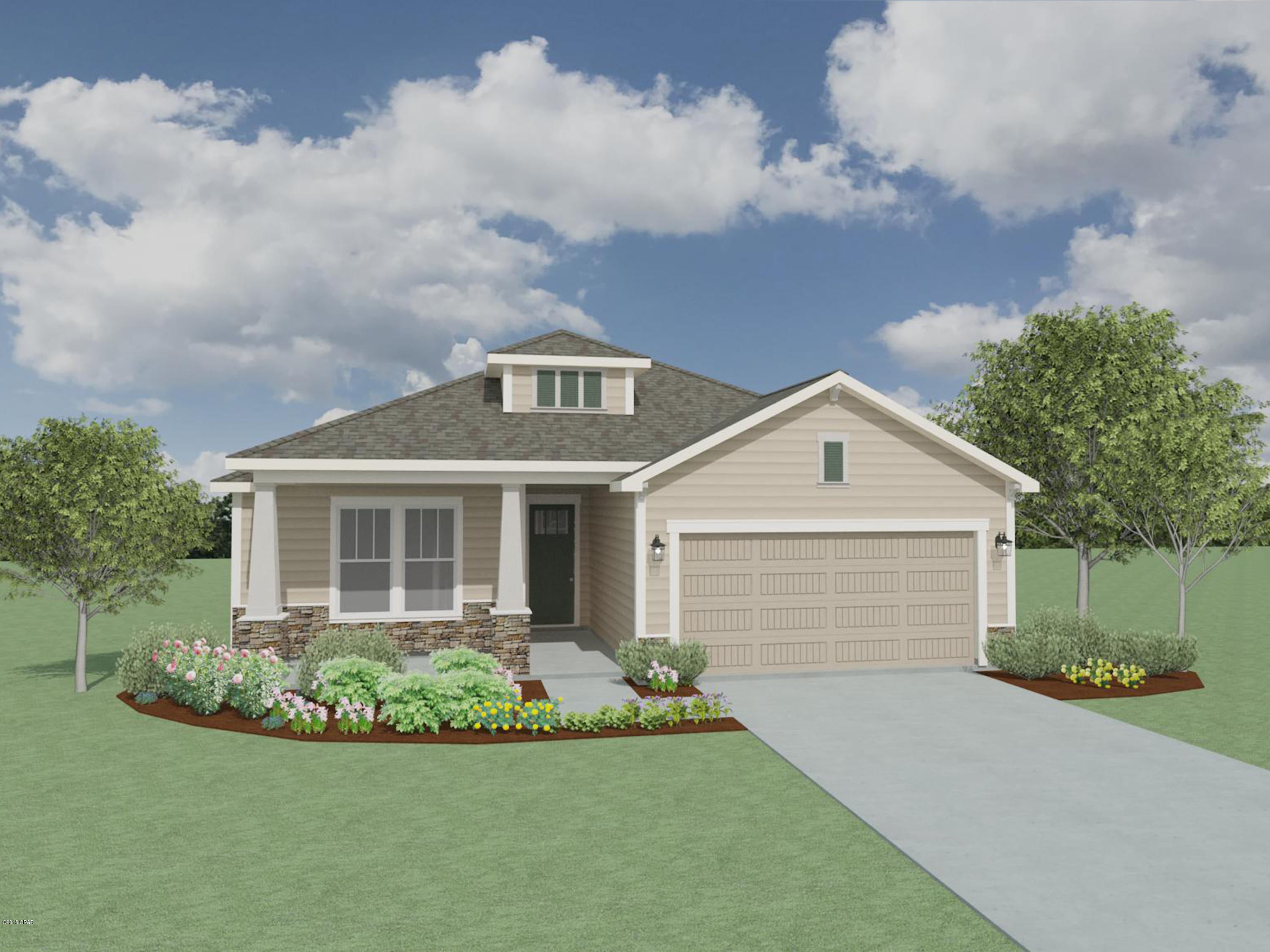 This house is a new construction Model Home Example and not the actual house being built. Breakfast Point home shown has custom and optional features. Please ask agent for standard feature list.This home features the Sand Dune floor plan with Coastal elevation. 

Sand Dune 1,951 3 Bed, 2 Baths, Study/4th Bed, 2-Car Garage