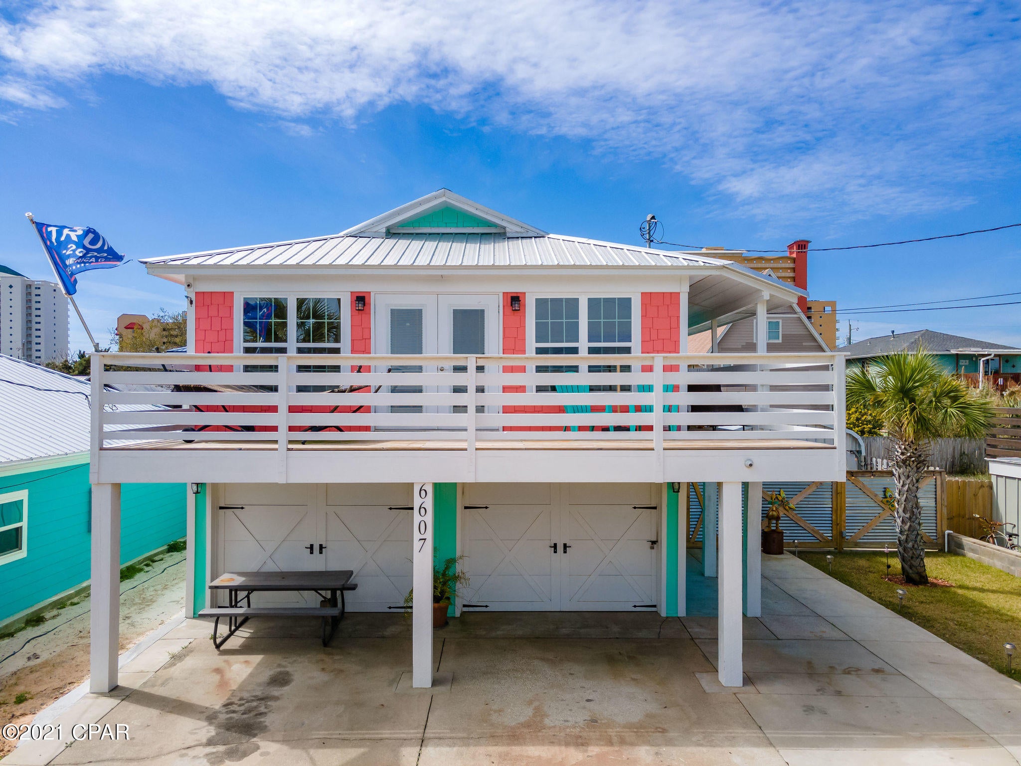 Under contract - seller taking back up offers.

30A meets Panama City Beach! Just a couple blocks from the beach with easy access and so close to all the things! This impeccably redone home is perfect as a primary residence or vacation rental.  Quartz countertops, stainless appliances, custom cabinets, knotty pine 3/4 inch flooring, new front windows, new roof, new bathrooms, and additional living space upstairs in an open floor plan all done as a primary residence by current owner. Upstairs you'll have 1 bedroom and 2 bathrooms with a spacious kitchen & living room. Downstairs you'll find two comfy bedrooms with a completely new ceramic tiled bathroom and kitchenette. 30690-000-000 - TC - 4/2
30681-000-000 - MC - 4/3
30689-000-000 - BJ - 3/2

All contiguous parcels for sale - rare opportunity to buy 4 lots with multi family income producing short term allowed homes. Each of these 4 superbly updated homes can be rented separately as duplexes with little conversion effort.