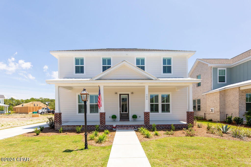 CURRENTLY UNDER CONTRACT, SELLER WILL CONSIDER BACKUP OFFERS. Looking for brand new construction that you don't have to wait for? Then you can NOT miss this absolutely STUNNING 5 bedroom, 3 and a half bathroom Tapestry Park home!!! Upgrades galore in this move in ready home complete with upgraded lighting, flooring, plantation shutters, stainless appliances, and so much more. Home backs up to a community pool so you have a pool in your backyard that you don't have to pay for! The exterior of the home features an inviting front porch, long driveway for plenty of parking as well as a large garage and a nice back patio for entertaining guests. Tapestry Park is loaded with amenities such as pools, basketball courts and tennis courts and is close to everything in Panama City Beach as well! Just 2 blocks from the sand of The World's Most Beautiful Beaches,  this absolutely perfect, new built home is ready for its new family to move in!
