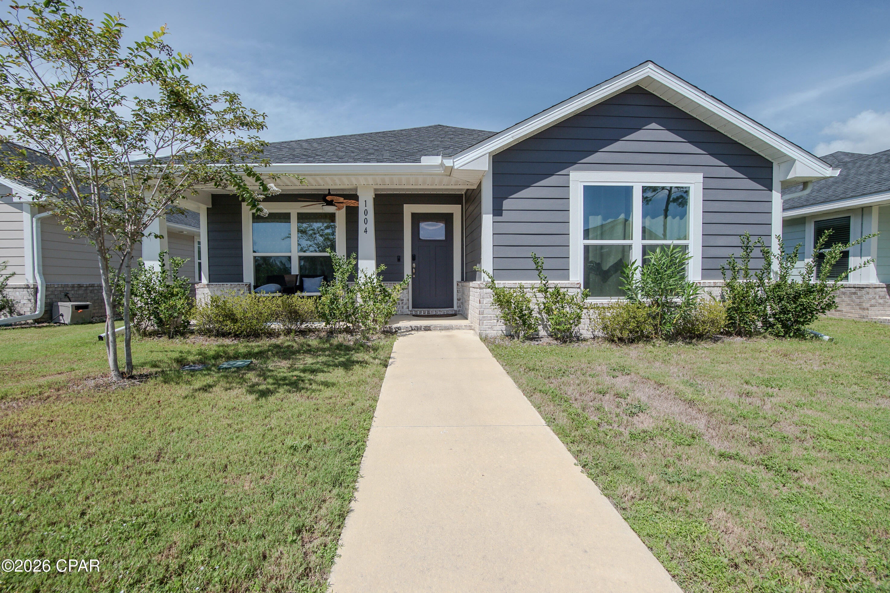 Interior pictures coming soon!! Property is currently occupied.  Will be available 10/1.  MOVE IN SPECIAL!  Half off first months rent if moved in by 10/1.   
 Welcome to 1004 Seafoam St in the desirable East Bay community! This 2024-built, single-story home offers approximately 1,722 square feet with a functional 3-bedroom, 2-bathroom floor plan. The open-concept layout provides a comfortable flow between the living, dining, and kitchen areas, creating an inviting space for everyday living and entertaining. The spacious primary suite offers a private retreat, while two additional bedrooms provide flexibility for guests, an office, or additional living space. The whole home is also on a water treatment system. The kitchen features reverse osmosis water in the sink. Outside features include pull down screen for garage door, ring doorbell cam, fenced in back yard, and digital keyless entry with option to use key.  Enjoy the convenience of newer construction with modern systems and finishes, along with a manageable lot. Located in the Callaway/Panama City area with easy access to shopping, dining, Tyndall AFB, and area beaches. Schedule your showing today!