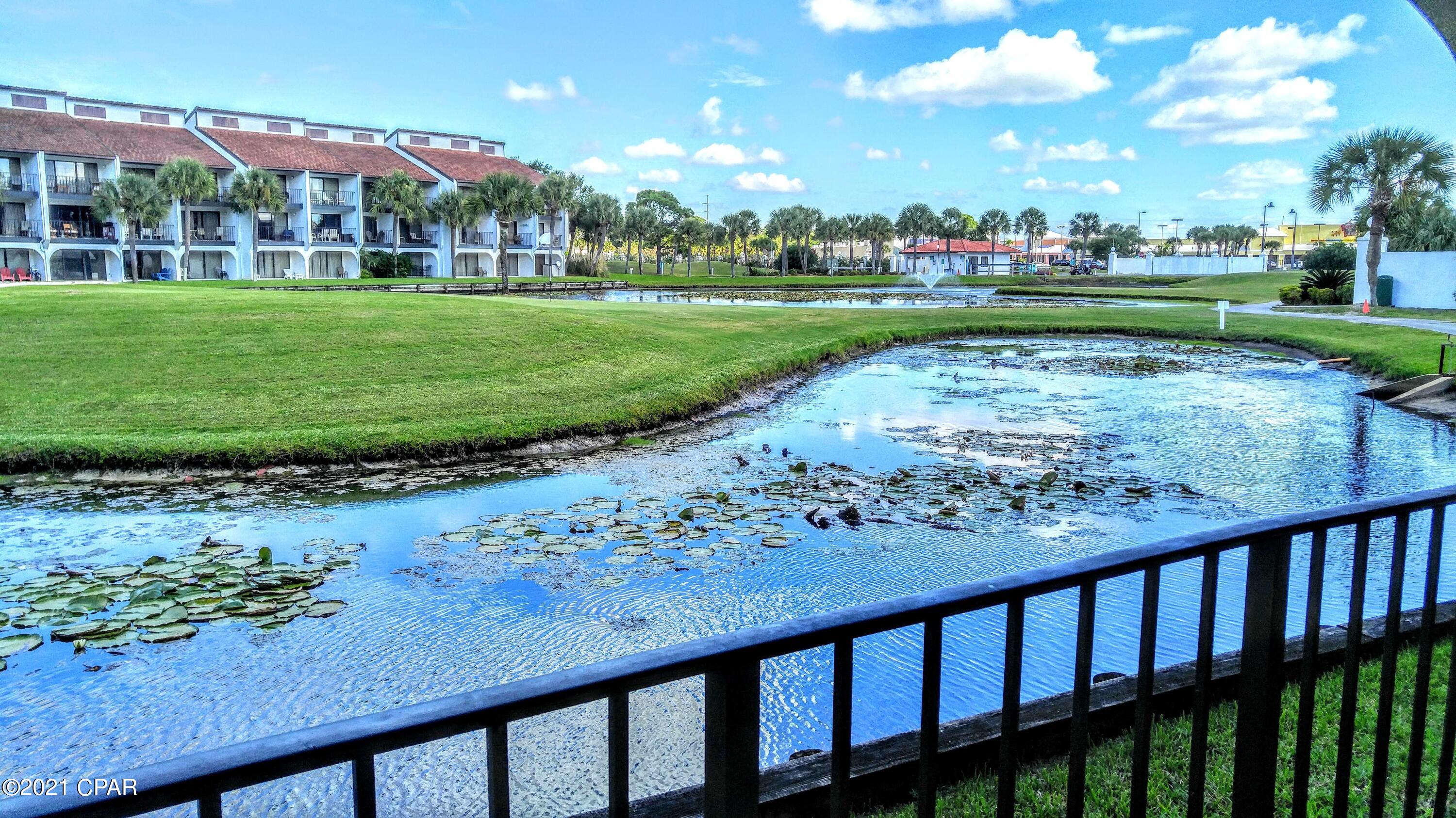 #405 This fully furnished golf villa condo is located just 1 villa building down from Convention Center & Beach access walk-over This property is a 1 bedroom, 2 bath.  Patio leads to living room & master suite which has 2 queen beds & private bathroom. Guest bath located in hallway steps away from Living Room and Kitchen.

Edgewater is one of the finest full service beach resorts in PCB, on the beautiful white sand beaches of the Gulf of Mexico. Exclusive amenities include 11,800 sq.ft. lagoon Pool with waterfalls & tropical landscaping, 9 heated pools, 4 hot tubs, Pool side activities & live music, Pizza Hut, Ocean's full service restaurant & bar, Edgie's/Starbucks Coffee Shop/Ice Cream Parlor, Spa, Fitness Center, Hair Salon, Pro Shop, Executive 9 hole Golf Course, &  Tennis courts