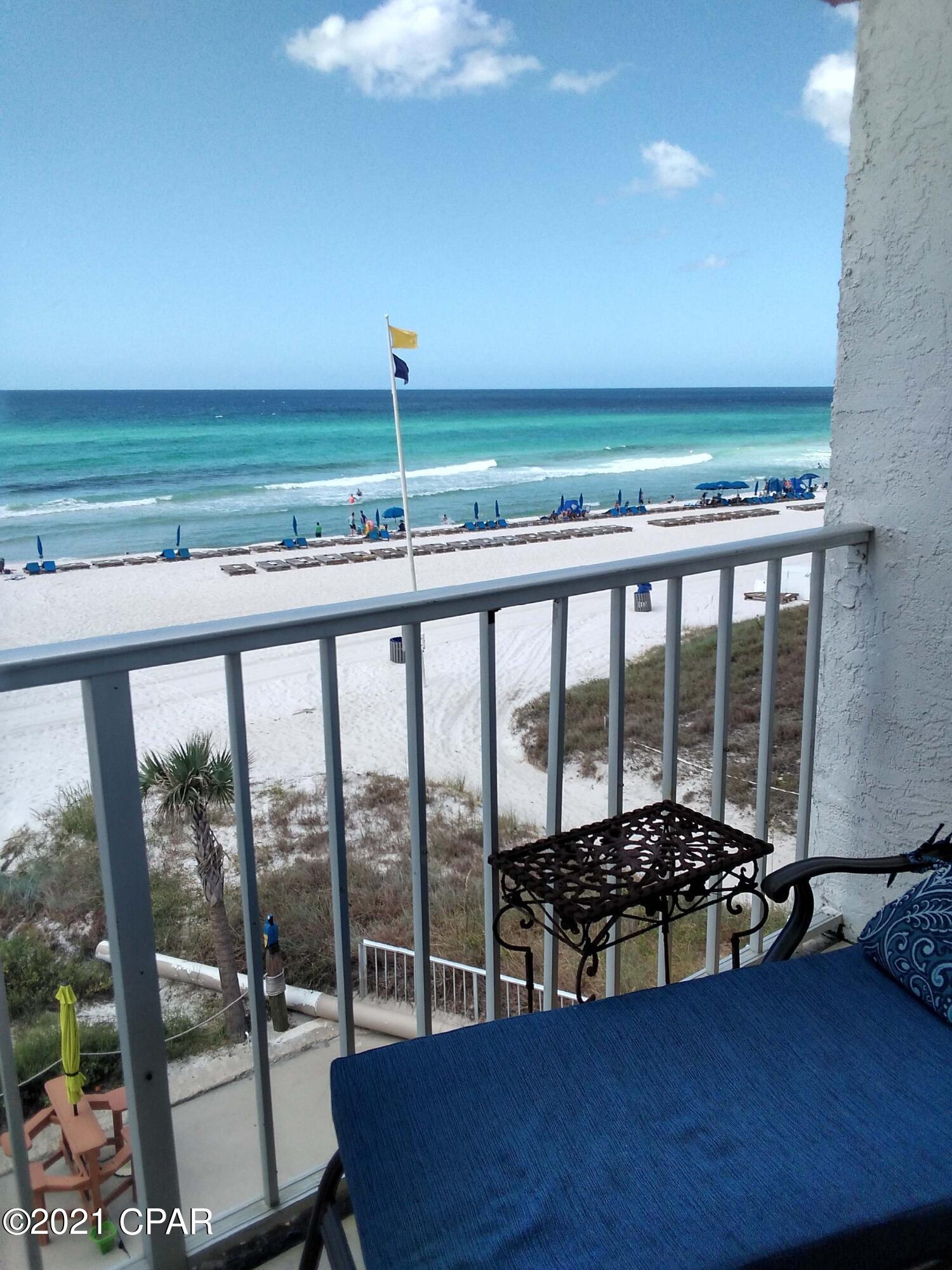 Currently Under Contract. Seller accepting Backup offers. This Unique Condo in the BEST LOCATION! These units don't come on Market often!  The main level offers beautiful Gulf Views from the living area. Not only is this a 1 Bd., 1 Ba, but has an additional 220 Feet in the loft  that can accommodate several Queen Beds that can sleep 6 or more guests. Location is less than 1/2 mile to Pier Park, and very convenient to shopping and Dining. New AC Unit and Refrigerator in June 2021, New Roof on Bldg. 2021 Ambassador has a Private Dog Park for your Fur Babies, along with a Beautiful pool, hot tub, BBQ area. Unit comes partially furnished. Fees include: cable, internet, water, sewer and trash, and insurance. Call to make arrangements to see this rare opportunity to own your piece of Parad