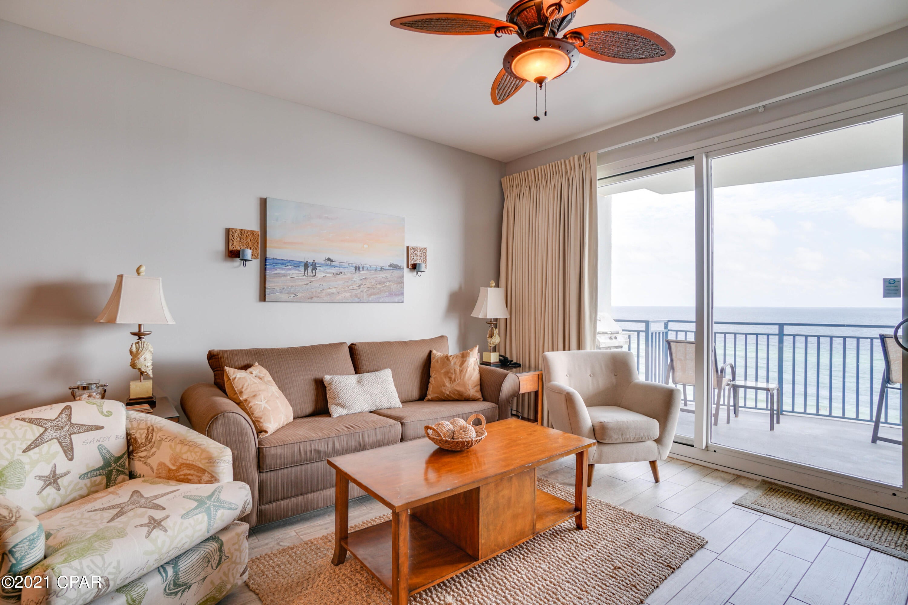 Looking for a great second home or investment property on Panama City Beach, close to Pier Park? Check out this GREAT 2 bedroom, +bunk room, 3 full bath unit, located on the highly desirable 7th floor. Not too high, not too low, JUST RIGHT. Sterling Breeze Resort is one of the most upscale resorts within a 15 minute walk to Pier Park and all that the Park offers including great restaurants, family fun entertainment, concerts, shopping, and more. With only 145 units in the complex and only 7 units per floor this complex is close to all the fun without the crowding. Sterling Breeze features a beautiful, heated, overflow-edge pool and spa, state-of-the-art fitness facility, poolside Internet cafe and wine bar, natural stone gas fire pit, seasonal beach service, covered parking, and more. This gorgeous unit has been upgraded with beautiful and classy beach decor, and wood look tile (no carpet). The unit can easily accommodate 8 people and features a great open floor plan, gorgeous granite countertops, a large breakfast bar, plus a dining area, 2 master suites with private en suite baths, complete with beautifully tiled walk in showers. The main master is located on the gulf with access to the large balcony and features double vanity sinks. Wake up to the majestic sunrises over the gulf and "wine" down on the balcony while grilling your freshly caught fish from the days local charter trip on the electric grill while also taking in the most beautiful sunsets on the worlds most beautiful beaches. That's right. This is one of the only condos that not only allow you to grill on the balcony but also comes with an electric grill. This unit has a bunk room NOT a bunk in the hallway, so guests/children can sleep in peace. Also features a full size washer and dryer. Unit makes a GREAT RENTAL. Contact your Realtor TODAY for more information about this great unit.