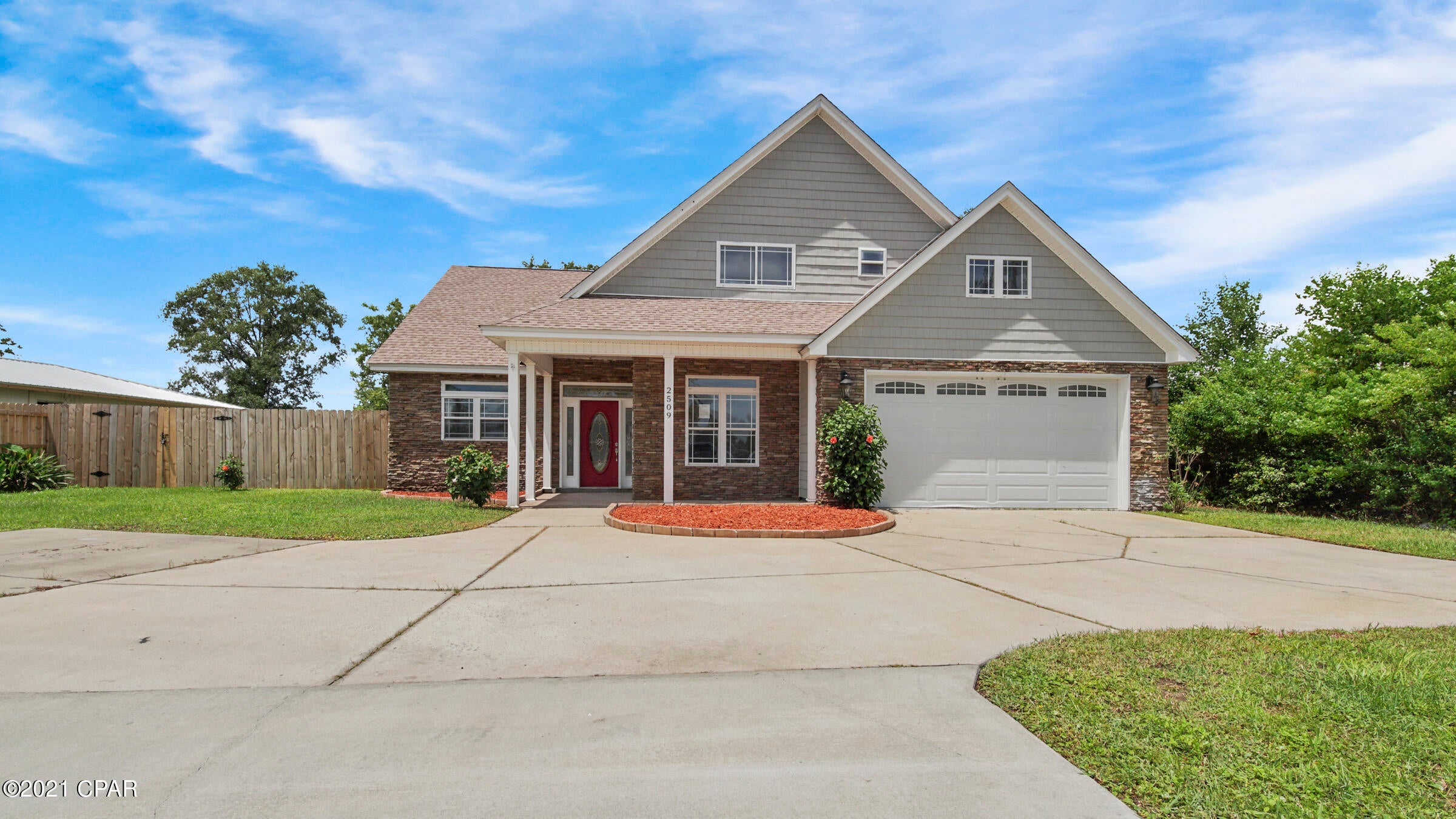 'CURRENTLY UNDER CONTRACT, SELLER ACCEPTING BACKUP OFFERS'  This stylish residence is nestled on a large level lot in a desirably tranquil location. Most repairs following Hurricane Michael have been completed. The few that remain will be completed prior to closing. The home comes with a welcoming open floor plan, kitchen/dining area, separate dining room, two full baths and one half bath, enormous living room complete with cozy fireplace, oversized first floor master bedroom, master bath with gorgeous tile floor and accents throughout and a large walk in closet. The living room is equipped with a charming fireplace and vaulted ceiling. The additional bedrooms and full bath are located upstairs. The exterior of the home is beautiful with attractive stone veneer siding, a huge two car garage and a magnificent in-ground pool to enjoy on those hot summer days. Peaceful living while being conveniently close to shops, schools and entertainment. This beautiful home has it all. Don't miss this chance to own a charming, custom built home in a trendy area. Request a showing today. All measurements, ages and room sizes are approximate please verify if important.