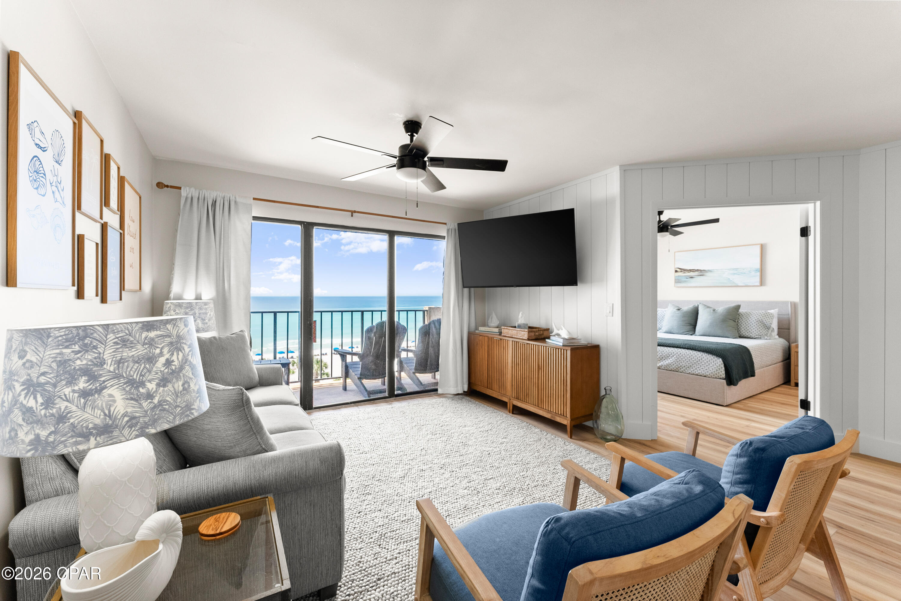This gulf-front condo was fully renovated in 2025! It provides a highly-desired, modern, coastal design as a turnkey, vacation rental. This 2 bedroom, 2 bath unit at Summerhouse is a favorite of owners and guests alike. 

With over $75,000 in renovations, this unit has remarkable upgrades with 20-mil LVP flooring throughout, beautiful tiled showers, marble countertops, new lighting, vanities, water heater and new roof HVAC system. Pair that with new modern, coastal furnishings and you'll see why this gulf-front condo unit rents so well on the desired on the east end of Panama City Beach. This unit is spacious at just under 1,100 square feet, has a beachfront primary suite and offers breathtaking direct Gulf views from your balcony, the pools and the most perfect sunsets.

As you enter the unit, you're greeted with a light, bright corridor with wainscoting-clad walls and LVP that flows seamlessly through the unit. Both bathrooms have been completely modernized with stunning vertical tile in green hues that mirror the turquoise waters of the Gulf of America. Ample storage in new vanities and lighting make for a picture-perfect coastal design. The gulf-front primary suite offers incredible views and you'll wake up to the waves every morning from your bed. The guest suite offers multiple bedding options to maximize your rental, as well. The kitchen features a breakfast bar, marble countertops, stainless appliances and white cabinetry. You'll enjoy ample seating with a modern dining set and 4 counter stools at the breakfast bar. Thoughtfully designed with shiplap-clad walls, fun wooden surfboard decor and plenty of seating in the neutral, yet modern, coastal living room. Step out of the living room onto the spacious patio and let the indoor-outdoor experience of Florida we all love soak in. The primary suite offers a king bed where you'll actually get to relax at the beach. In-unit laundry is also a great convenience at the beach. 

Summerhouse is a top-rated, gulf-front resort in Panama City Beach and guests come back year after year because of the amenities. Summerhouse offers two beachfront pools, including one heated seasonally, a kiddie pool area, hot tub, tennis courts, pickle ball courts, game room with billiards and arcade, owners lounge, gazebo by the beachfront pool and plenty of parking. Step out of your unit and enjoy coffee and the seabreezes in the mornings then head to the beach for a day by the turquoise waters and sugar white sands. 

Summerhouse is positioned just right on the east end of the beach on Thomas Drive, just minutes from St. Andrews State Park, multiple marinas including dry boat storage, many waterfront dining establishments, local fishing charters, pontoon boat rentals, and shopping.

If you're looking for a turn-key, short-term vacation rental and maximizing your income, this is the unit for you! No deferred maintenance, just income in your pocket. Not looking to rent? Owners love Summerhouse, as well, and there are many owners that utilize their condos as second homes and places for their families to getaway to the beach.