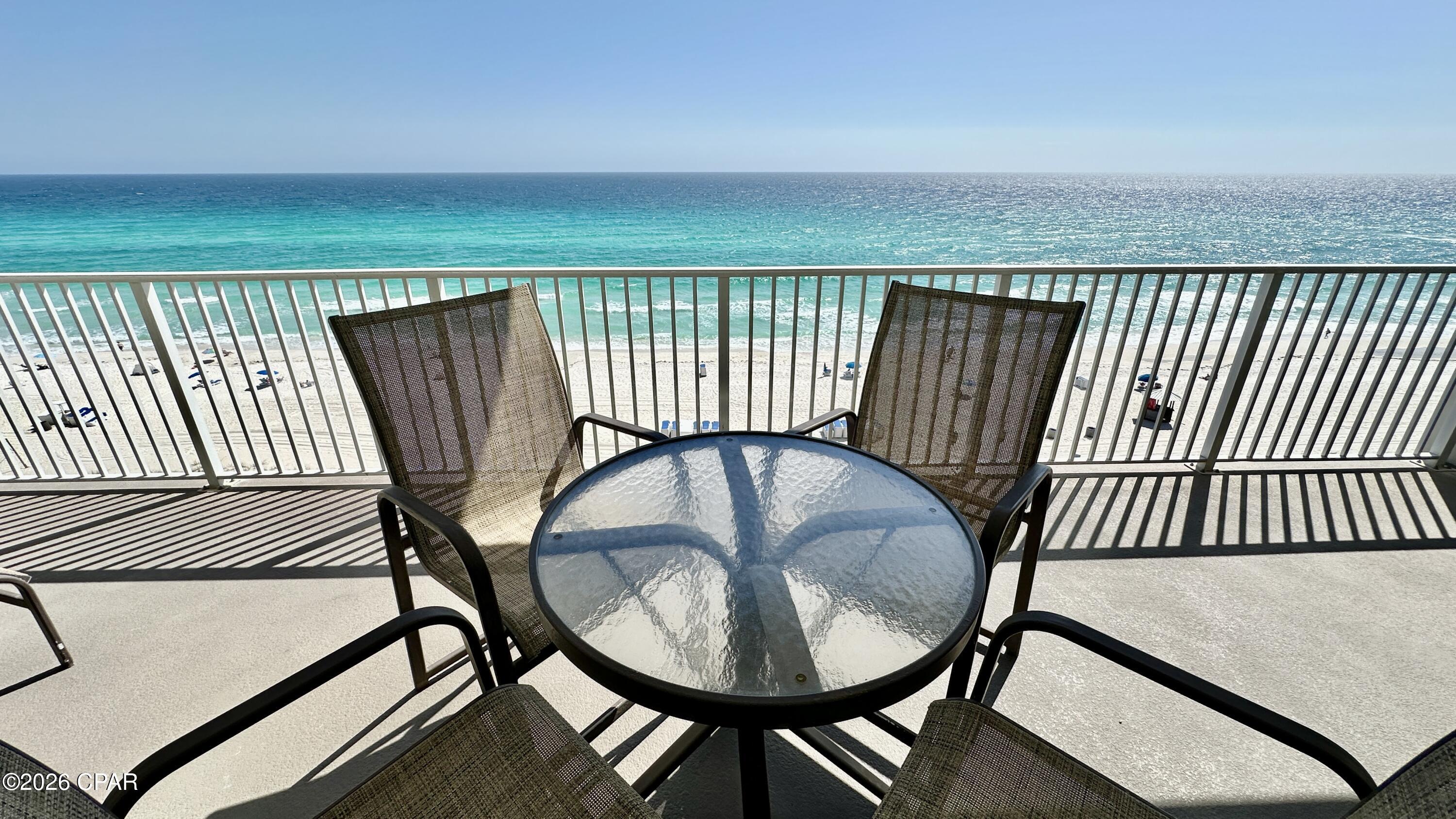 Welcome to Ocean Reef Unit 805 in beautiful Panama City Beach--home of the World's Most Beautiful Beaches.   This Gulf-front condo offers the perfect blend of comfort, convenience, and breathtaking scenery. 

A recent property refresh includes all new stainless steel appliances (May 2026) and complete custom re-paint of all walls, doors, and trim (June 2026). 

Perched on the ideal 8th floor, this 2-bedroom, 2-bath residence strikes the perfect balance--high enough for sweeping panoramic views, yet close enough to truly feel connected to the shoreline below. Step out onto the expansive 10x28 balcony and take in uninterrupted vistas of sugar-white sands and the emerald waters of the Gulf.

Inside, the open-concept layout is designed to maximize those stunning views, with the kitchen, dining, and living areas all oriented toward the water.  The living room features a comfortable sectional sofa and recliner (recently purchased in 2024), perfect for napping after a day at the beach.

The spacious primary suite features private balcony access, allowing you to wake up to the sound of the waves, along with a well-appointed ensuite bath. The guest bedroom is generously sized to accommodate two queen beds and offers convenient access to a full guest bath--perfect for hosting family and friends.

A versatile laundry room provides space for either a stacked or side-by-side washer and dryer setup, adding everyday practicality to this coastal retreat.

Ocean Reef boasts an impressive array of amenities, including over 330 feet of pristine beachfront, a Gulf-front pool, indoor pool, hot tub, sauna, fitness center, meeting room, and grilling area--everything you need for relaxation or entertaining.

Adding to the ease of ownership, a reserved parking space is included and conveniently located beneath the building near the elevators--providing quick, effortless access to your condo without the hassle of crossing the street or making long trips to a separate garage.

Ideally located, you're just a short stroll from beachfront dining, casual cafes, and family-friendly attractions, with the vibrant Pier Park district only a little over a mile away. There, you'll find premier shopping, dining, entertainment, and popular attractions.

For added peace of mind, the Carrier HVAC system was replaced in 2020.

Whether you're searching for a primary residence, vacation getaway, or investment opportunity, Unit 805 offers the ultimate Panama City Beach lifestyle.

All dimensions and square footages to be verified by buyer if important.