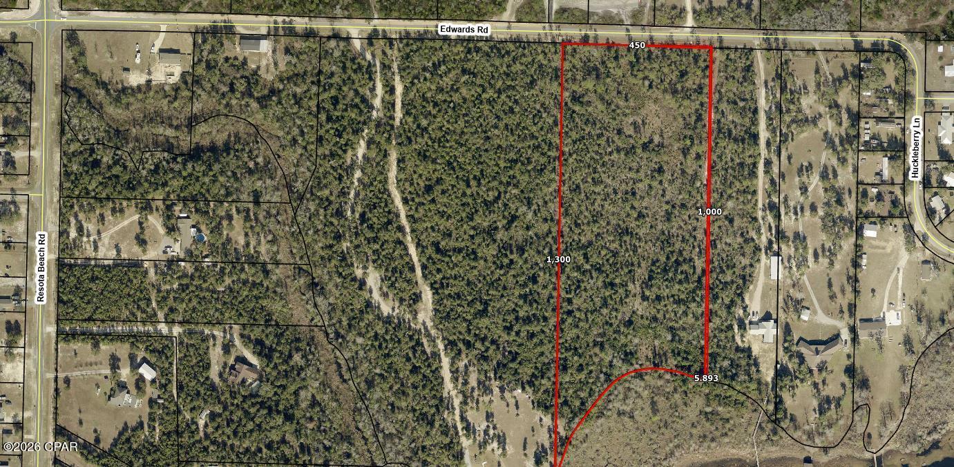 This beautiful 10.7 acres is pristine and ready for development.  Currently zoned R-2 Suburban, it sits in the Deer Point Special Treatment Zone.  Per Bay Co Utilities, city water is available, and sewer will be run down Edwards Rd in the near future.  Whether you are looking for a single homesite compound or somewhere to build multiple homes, this will fit perfectly.  With the right development order, there are many possibilities. Meas. are approx.