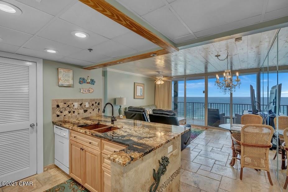 **GULF FRONT**Long Beach Resort -1 bedroom/ 1 bath. View of the Gulf from every room. Granite countertops. Master bathroom has oversized shower with a beautiful stone decor wall, along with built in seat. Double sink, granite vanity in bathroom. Tongue and groove ceilings. Balcony overlooks the beach. Balcony floor has a mosaic turtle engraved. Tile flooring through entire unit.   HVAC was replaced in 2020. This unit won't last long!