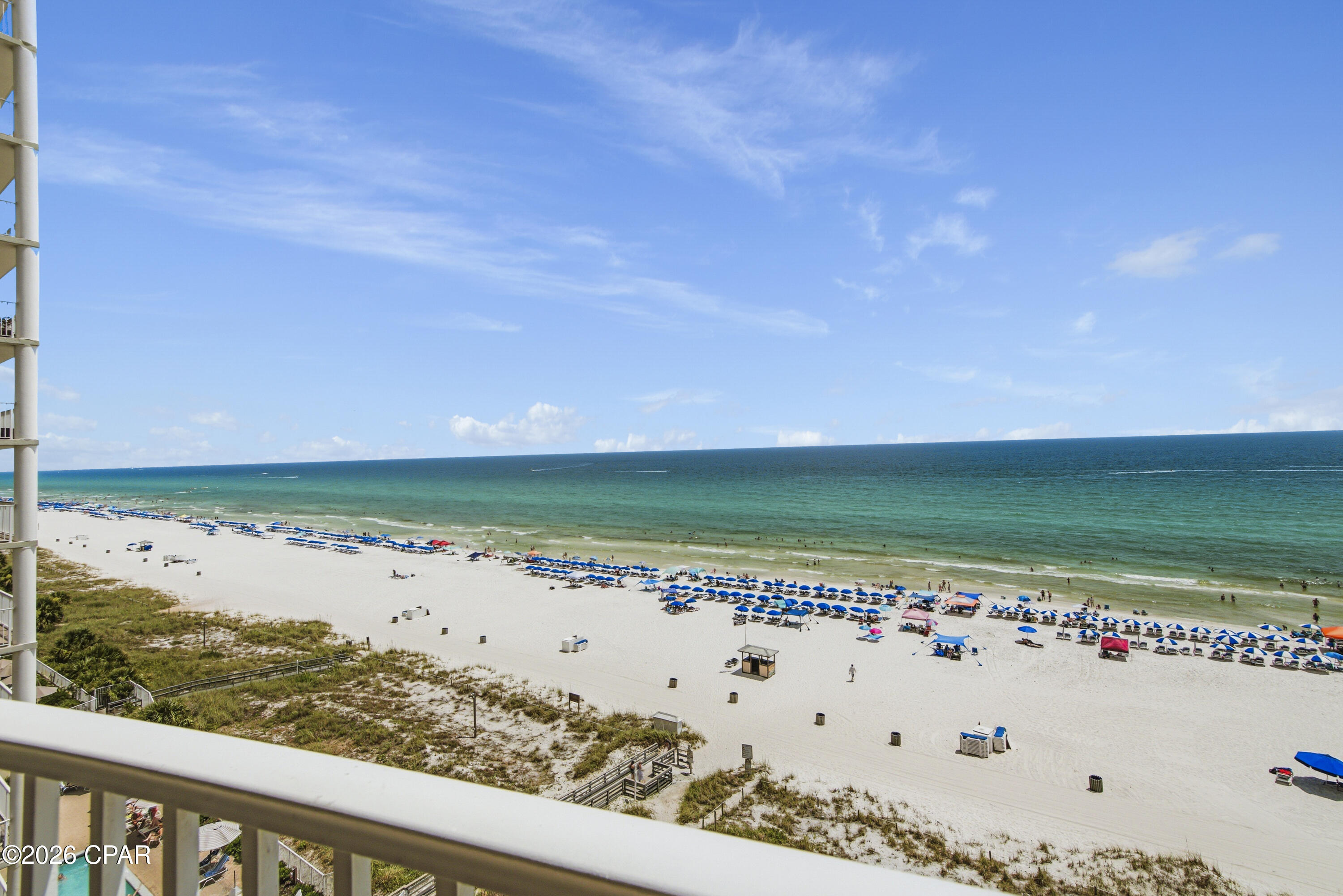 Welcome to Ocean Villa #805, where breathtaking Gulf-front views and the relaxing sound of the waves create the perfect coastal retreat. This beautifully maintained condominium offers an open-concept layout designed to maximize natural light and showcase the stunning emerald waters of the Gulf of Mexico.

Step out onto your spacious private balcony and enjoy spectacular sunrises, unforgettable sunsets, and endless views of the sugar-white sand beaches. The well-appointed kitchen opens seamlessly to the dining and living areas, making it ideal for entertaining family and friends after a day on the beach.

The spacious primary suite features Gulf views and private balcony access, while the additional bedroom provides comfortable accommodations for guests. Whether you're searching for a full-time residence, vacation getaway, or investment property, this condo offers the perfect blend of comfort, convenience, and coastal living.

Ocean Villa is a desirable Gulf-front community featuring direct beach access, an indoor heated pool, outdoor beachfront pool, hot tub, fitness center, sauna, steam room, grilling area, covered parking, and a convenient skybridge to the parking garage. The complex is centrally located on Front Beach Road, just minutes from restaurants, shopping, entertainment, golf, and many of Panama City Beach's most popular attractions.

Don't miss this opportunity to own your own piece of paradise at Ocean Villa #805. Schedule your private showing today and experience beachfront living at its finest!