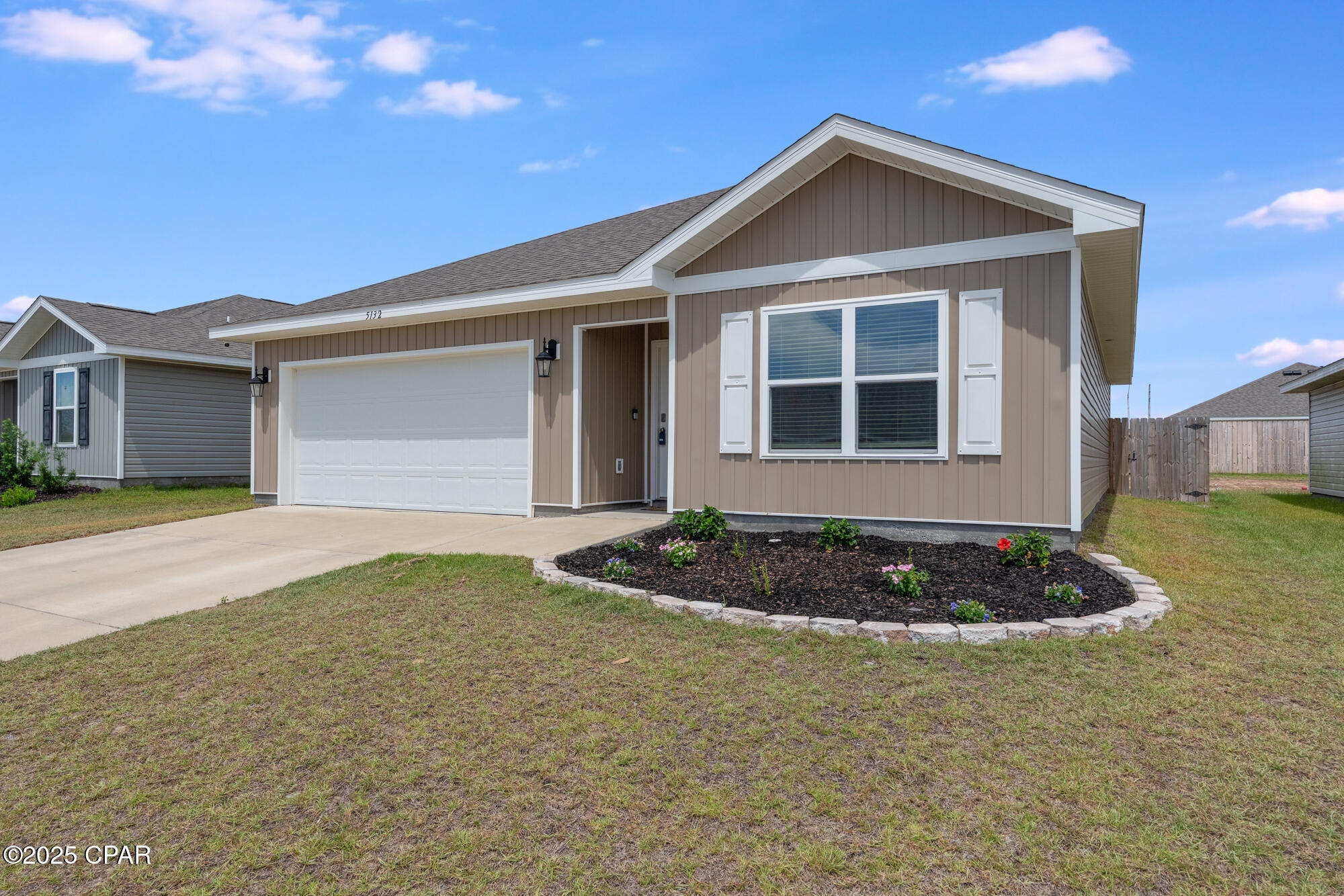 Meticulously Maintained & Move-In Ready! This 1 owner home built in 2023 has a large privacy fenced backyard, Brand New Carpet, All Stainless Steel Kitchen Appliances Convey & the home was just professionally pressure washed outside & professionally deep cleaned inside! The amazing Community Pool has just been completed! The Aldridge plan is a 3 bed, 2 bath home. As you enter this home, you will find the Owners Suite located just off the foyer with a spacious walk-in closet and bath with a double sink vanity. Towards the back of the home you'll find an open concept kitchen, dining and living room area. From the great room, is bedroom 2 and 3 and the second bathroom. Interior features include LVP flooring throughout the home with new carpet in the bedrooms and all stainless-steel appliances in the kitchen. This home comes standard with a Smart Home Technology package which includes a KwikSet keyless entry, Skybell doorbell, automated front porch lighting, an Echo Dot device and a Quolsys touch panel which can be used to control your lighting, thermostat, front door and more.
It is in the highly desirable community of Titus Park. Just 2 minutes away from Publix Grocery Store, Starbucks & restaurants! Located on the north east side of Panama City, Titus Park is a short drive to Tyndall Air Force Base, downtown Panama City, the Gulf of America with sugar sand beaches!