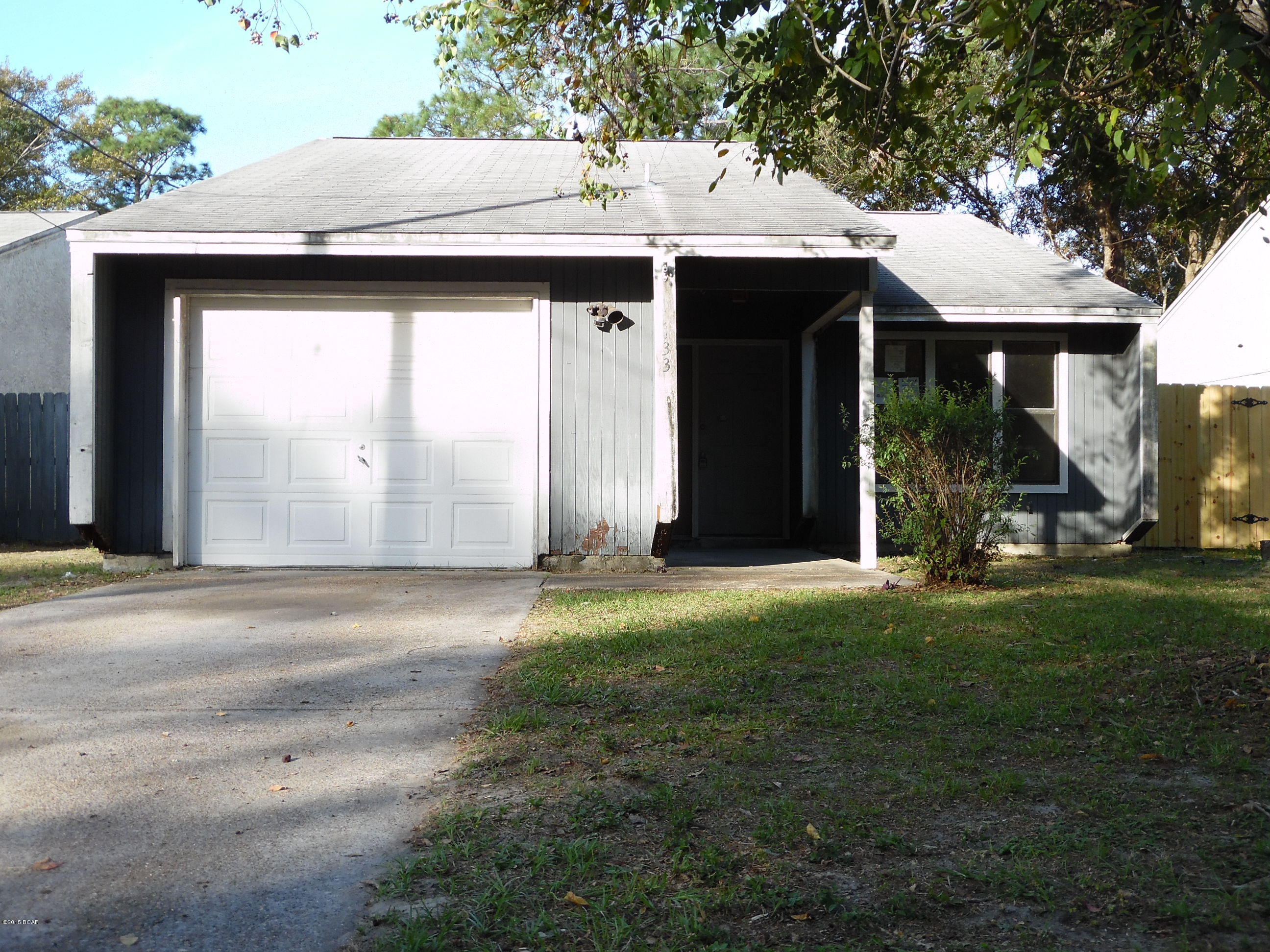 Don't miss out on a great opportunity to own a detached, single family home, at a super-affordable price, in Callaway.  This home has 2 bedrooms, 2 baths, vaulted ceilings and a garage.  The back yard is huge, perfect for a pool,  toys, family get-togethers or football parties.  This is a great location, convenient to Tyndall AFB, schools,  downtown Panama City, hospitals and Dr's offices. (All info is approximate and buyer should verify anything that is important such as dimensions, site, schools, description, etc.)