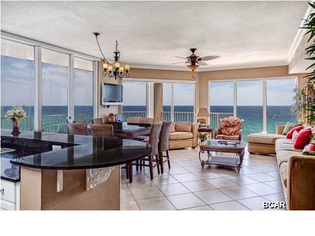 Welcome to Tidewater Beach 617! Stunning east end 3bedroom/3bath with bunk area with amazing views of the Gulf! Floor to ceiling windows bring the outside in and views from every bedroom. Tastefully decorated with many unit upgrades including 18'' ceramic tile through-out the unit, rolled marble backsplash in the kitchen and marble/tile breakfast bar surround. Guests love Tidewater for its location and amenities! Work-out in our state of the art Fitness Center. Then relax in the Roman Spa tubs or have a steam or sauna. Movie night is a favorite with families in our 70 person stadium style Movie Theater and kids love the Game Room. Enjoy our 636 ft. of beach or swim in one of our two 4,200 sq. ft. freeform Pools. We also have a heated indoor pool for winter or rainy days. Owners have access to a private Owners Lounge on the top floor complete with bar, flat screen TVs and plenty of seating for a relaxing evening. Large groups can meet in our Conference Center. There is a covered parking garage and a covered walkway from the parking deck to the building. The required Condominium Governance Form and Energy Efficiency Rating Brochure are attached to this listing. Please have your sales associate print it out for you. Thank You!