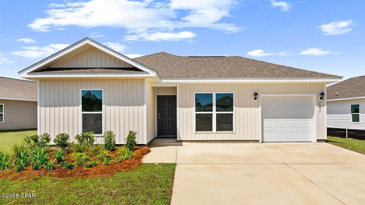 Welcome to the Sutton Plan, one of our new plans at Liberty in Panama City, Florida. The Sutton is a spacious single-story home with 1,439 square feet of comfortable living. This beautiful home offers 4 bedrooms with 2 bathrooms, and a 1-car garage. As you enter the home, the foyer welcomes you with beautiful EVP flooring which spans throughout the home in the main areas and bathrooms. The front of the home has 3 guest bedrooms, a full bathroom, and down the hallway is the laundry room and storage area leading into the kitchen and living room. Each bedroom boasts plenty of space and sizeable closets for organization with soft carpet flooring.

The kitchen is equipped with beautiful granite countertops, stainless steel appliances, and beautiful white cabinetry. The pantry is located next to the laundry room across from the linen and coat closets. Natural light illuminates this main area for your family and friends to enjoy. The back yard features a back patio located by the primary bedroom and the dining area with a water view. The spacious primary bedroom features its own bathroom complete with granite countertops, a large walk-in closet, and a relaxing shower. Both bathrooms feature beautiful granite countertops and white cabinetry. In addition to all the features and amenities our Sutton plan offers, each is built with our Smart Home technology package, designed to bring the ease and convenience of life right to your fingertips.

On the outside of this popular plan, you will see durable vinyl siding, a rear patio to enjoy the spacious back yard. Sidewalks line the neighborhood streets for you to enjoy the beautiful Florida weather. Our Liberty community features underground utilities making it less susceptible to damage from severe weather leading to fewer outages and more reliable service. Residents of Liberty can enjoy exclusive access to two amenity centers, complete with two pools, a children's splash pad, two playgrounds for endless fun, a well-equipped fitness center, two pickleball courts and a basketball court to name a few things. To learn more about this home for yourself, call us to get connected today!