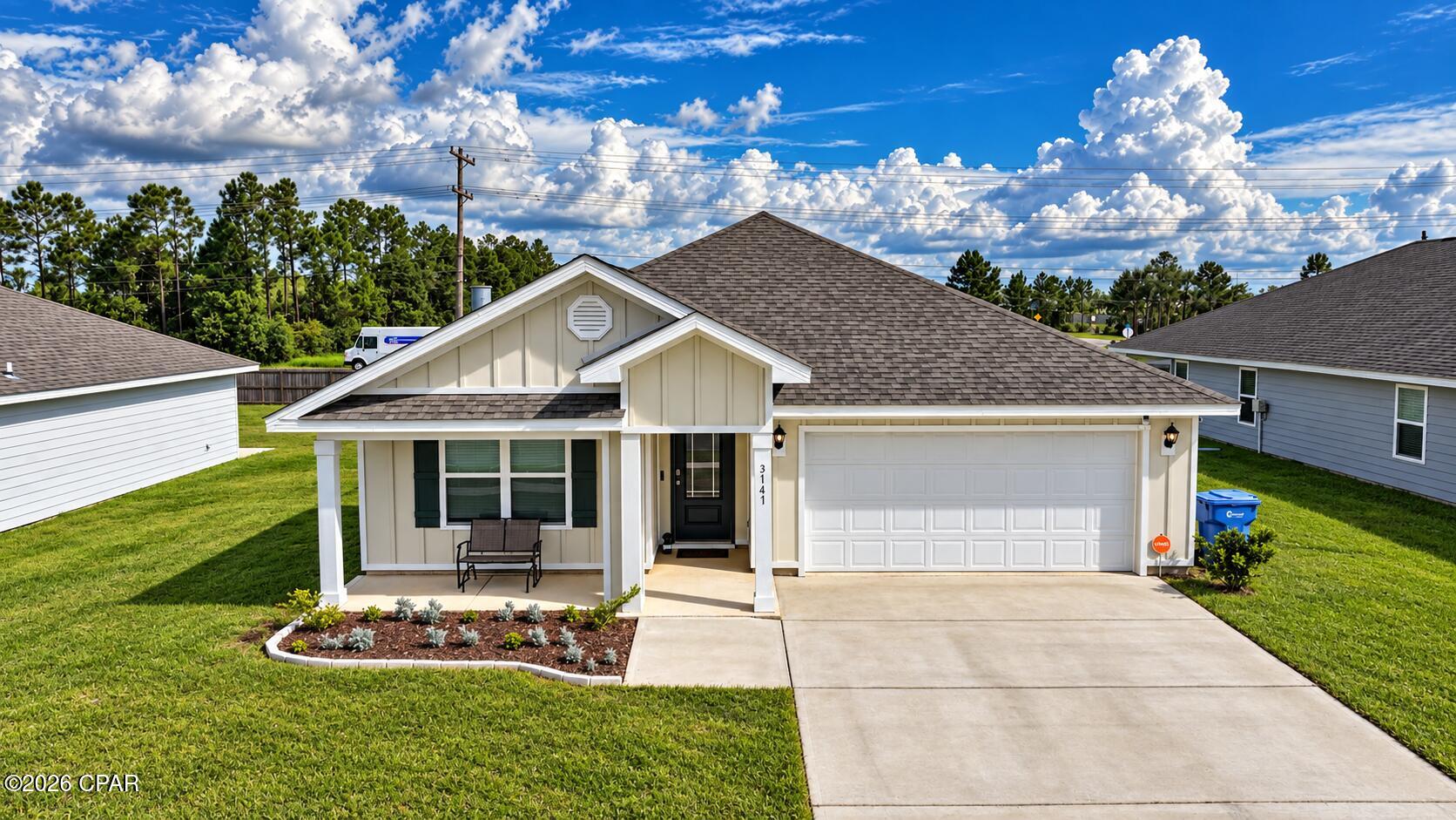 Welcome home to Hodges Bayou! This beautiful Cali floorplan offers modern comfort, an open-concept layout, and a location that puts you just around the corner from Deer Point Lake, nearby boat ramps, and Lindsey's Crossing, where you'll find Publix, Starbuck's, restaurants, shopping, and more. Enjoy the convenience of being just a short drive to  Northwest Florida Beaches International Airport and approximately 30 minutes from the beautiful beaches of Panama City Beach. 

Inside, you'll find traditional 8-foot ceilings and durable engineered vinyl plank flooring throughout the main living areas, with carpet in the bedrooms. The open-concept design creates an inviting space for everyday living, entertaining, and spending time with family.

The kitchen is the heart of this home, featuring white cabinetry, quartz countertops, a center island, large pantry, and stainless-steel appliances, including a range, dishwasher, and microwave. The thoughtful layout provides plenty of storage and workspace while keeping the kitchen connected to the dining and living areas.

Smart-home features add convenience to everyday life, including Kwikset keyless entry, SkyBell video doorbell, automated front porch lighting, and a Quolsys touchscreen panel that can integrate with your lighting, thermostat, front door, and more.

Enjoy the best of a convenient Bay County location with easy access to Deer Point Lake, boat ramps, schools, restaurants, shopping, beaches, and everything Panama City and Bay County have to offer. Hodges Bayou also offers sidewalks throughout the community, creating the perfect setting for evening walks, bike rides, and enjoying beautiful sunsets!

Whether you're searching for a newer construction home near Deer Point Lake, a home with easy boat-ramp access, or a convenient Bay County location close to Publix and Lindsey's Crossing, this one is worth seeing!

Schedule your private showing today and come see what makes Hodges Bayou home.