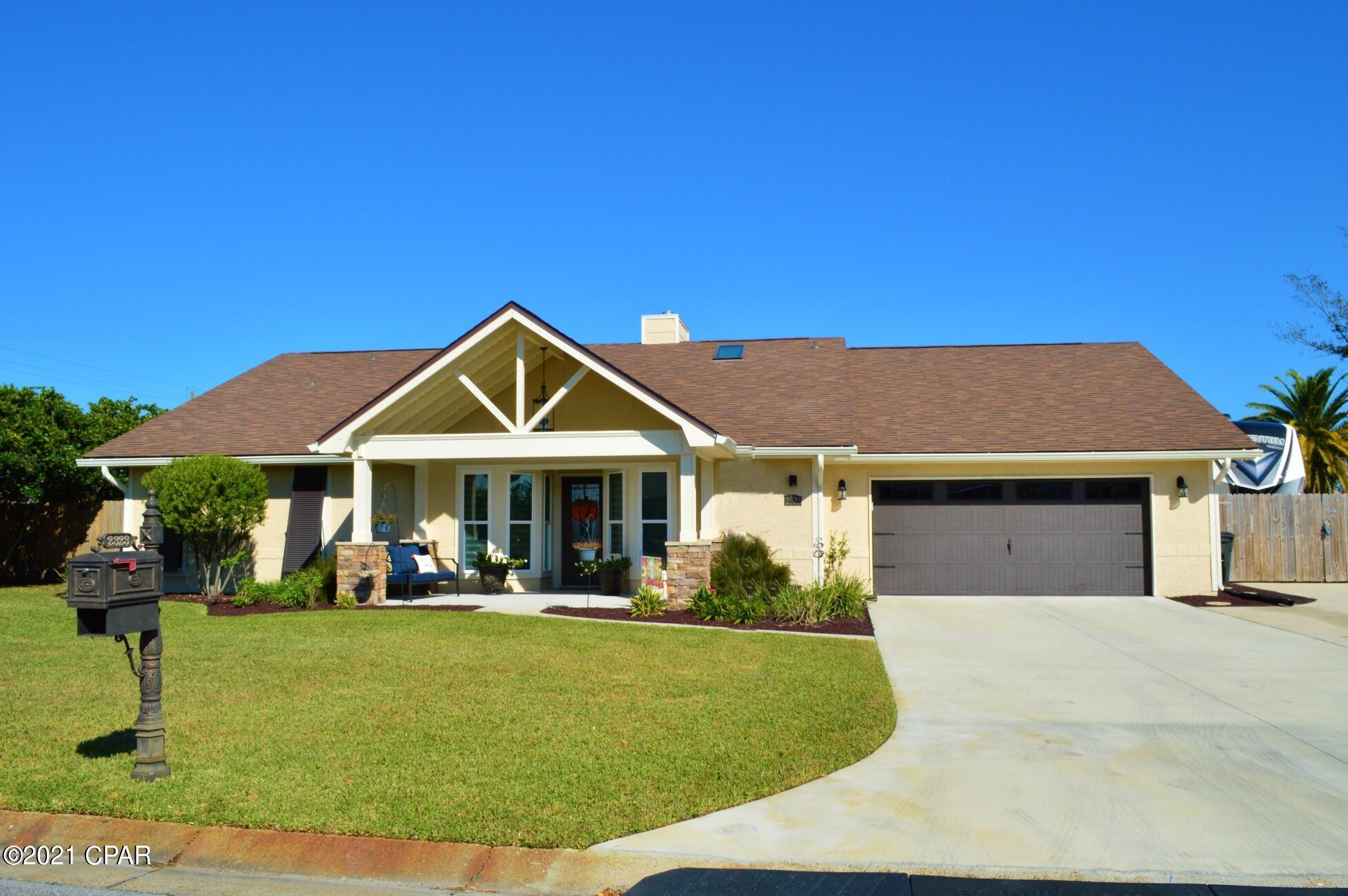 CURRENTLY UNDER CONTRACT, SELLER ACCEPTING BACKUP OFFERS. This home is a must-see!!  Renovated in last 3 years, this 4BR/2BA home with in-ground saltwater pool, workshop/garage, RV/boat parking, & 2-car garage. Interior features include split-BR floor plan with cathedral & vaulted ceilings, skylights, luxury plank vinyl flooring, custom barn doors, oversized glass patio doors that open in either direction, office with built-in desks, screened porch, a bonus room, & the whole house is cable & CAT6 wired.  You'll love to cook again in this kitchen with Kraft Maid cabinets, quartz countertops, stainless steel appliances including a gas range, & under cabinet lighting!  This home has so many upgrades & is ideal for family gatherings & entertaining! See the list of upgrades in our document sect All info is approx and must be verified by Buyers if important.

1. Tankless gas water heater in 2019
2. spray foam attic insulation
3. Roof new in 2019 with transerable 30 year Tamko warranty
4. custom fabric blinds
5. New attic AC duct system in 2019
6. Gas heatilator Fireplace with remote
7.  Built-in hideaway space for electronics
8. 21x22  TWO car garage with wind rated door
9. 10x26 screened in porch
10.  32x18 salt water pool with waterfall
11.  Pergola and brick pavers in privacy fenced backyard
12.  51x10 concrete pad behind fence with 50 amp service and full hook ups for RV/boat
13.  Low-E windows/doors in 2019
14.  security system
15.  Soft close cabinets