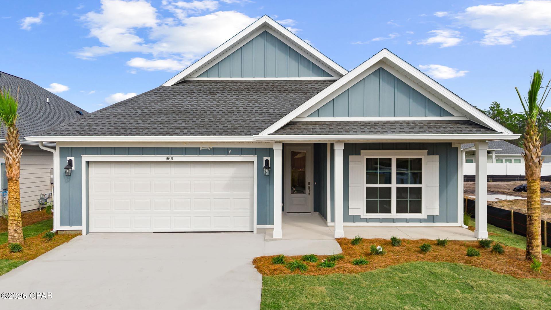 CURRENTLY UNDER CONTRACT, SELLER ACCEPTING BACKUP OFFERS. Welcome to 1007 Crystal Bayou Boulevard, a new home ready for move in at Breakfast Point East Phase II in Panama City Beach, Florida. This single-story home has over 2,000 square feet of bright, open living and entertaining space. Entering this home, you will find EVP flooring leading to the open concept living area, brightly lit by multiple windows. Elegant interior features include EVP flooring, quartz countertops, an elegantly designed kitchen, and spacious bedrooms.  


The chef-inspired kitchen faces the living area and features a large center island with a single basin undermount sink, quartz countertops, stainless-steel appliances including a gas cooktop, and a large walk-in pantry. Near the back door, you'll find a secluded hall leading to the primary bedroom and an extra linen closet. In addition to privacy, this bedroom has natural light from the large windows, elevated ceilings, and sleek EVP flooring. The primary bath includes a dual sink vanity with quartz countertops, a linen closet, large tile shower, and an oversized walk-in closet with wood shelving. 

The laundry room and the mudroom are just off the foyer with the door to the garage.