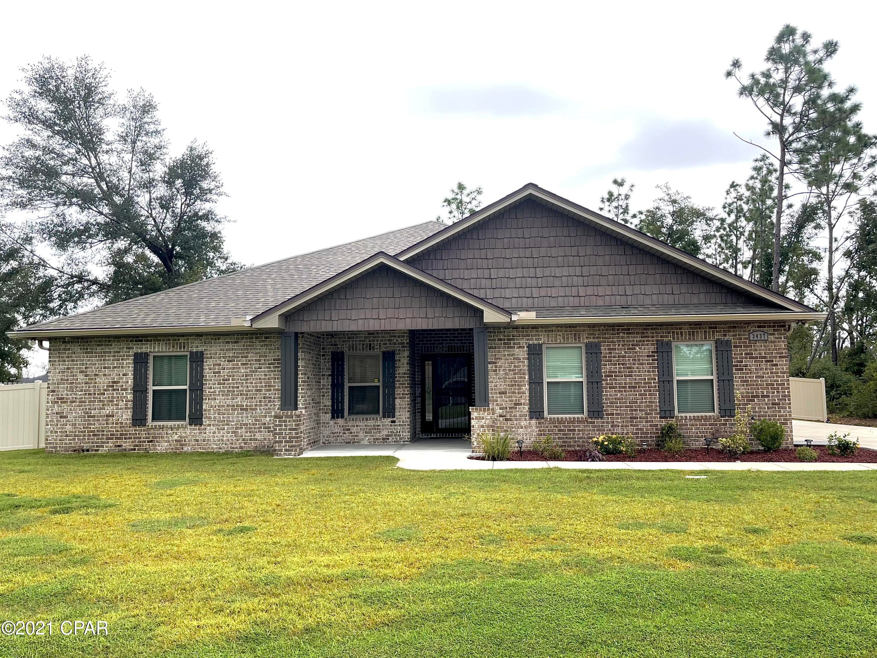 **CURRENTLY UNDER CONTRACT, SELLER ACCEPTING BACKUP OFFERS** Meticulously maintained, Move-in ready Custom Built Home with large backyard, amazing outdoor space & large enclosed back porch. This Home is located in the Cedar Creek Chase community on over a half acre lot, Flood Zone X, No HOA Fees! 4 Spacious Bedrooms & 2.5 Baths, 2191sqft Interior living space, 183 sq ft. fully enclosed back porch/Florida room with large slider doors & a huge 12x33 open brick paver patio with pergola. The Backyard has plenty of room for a pool, vinyl backyard privacy fence, Extra Large Driveway with Side Entry Garage & big double gate from driveway to backyard. This home has many Energy Efficient Features All LED Lights, Fully Insulated Interior Walls, Low E windows, All thread rod system for Hurricane & strong Security System including Exterior Cameras, front security glass door & wired in alarm system. The Interior has many custom features including shiplap accent walls in living, dining & Master. The Living room is large & features a LP gas stacked stone fireplace, tray ceiling with crown molding. There is also a tray ceiling in the Dining & Master Bedroom, recessed & upgraded light fixtures throughout, luxury high end vinyl plank flooring, Ceramic Tile & high quality carpet with upgraded padding in the bedrooms. The Kitchen is beautiful with Island/ breakfast bar, granite counter tops, custom hardwood cabinetry with built in trashcan, deep drawers for pots & pan storage, all stainless steel appliances included & large pantry, All Energy Star Rated Stainless Steel Appliances & more! There is a spacious dining area with tray ceiling that adjoins the kitchen. The Master suite is very spacious with shiplap accent wall & has a large master bath featuring double sink, elegant jacuzzi tub, separate 5ft shower w/ privacy glass door, large walk-in closet & private potty area! The additional bedrooms are very spacious with walk-in closets, The Laundry Room is spacious with storage cabinets & utility sink. The Interior Features bullnose rounded wall corners, soft gray/neutral Behr Premium paint wall color sure to match any decor, custom blinds & more. There is a 2 car garage with attic storage with pull down stairs & sprinkler system. 
*All Measurements Approximate- verify if needed* This home has Many Extras City water & Septic System- Plenty of room for a pool in backyard. Large lot extends beyond fenced area.