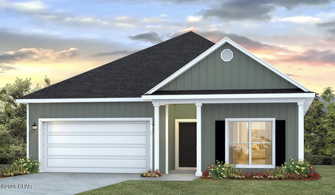 Welcome to 589 Hancock Way at Bayside at Ward Creek in Panama City Beach, Florida. This pre-construction homesite offers the opportunity to secure new construction prior to groundbreaking. This property will be developed with the Rhett floorplan and built to current design standards and specifications. Buyers may have the ability to personalize select finishes depending on the stage of construction. Estimated completion timelines and build details available upon request.

The Rhett floorplan has a bright entryway and EVP flooring in the foyer leading to three guest bedrooms. Continuing through the foyer you will find an open and spacious living area. The kitchen serves as the heart of the home and features quartz countertops, beautiful white upper and lower cabinetry and a stainless-steel appliance package that includes a smooth top stove, microwave, and dishwasher. Enjoy spending time with guest and family comfortably with your open kitchen.

The primary bedroom is located off the living area and has private ensuite bathroom with a large shower with glass enclosure, dual sink vanity with quartz countertops and lower cabinetry for storage, a separate water closet and large soak tub as well as a large closet. The guest bedrooms have spacious closets and share a full bathroom with shower and tub combination. Each bedroom has plush carpet and spacious closets. This home has a Home is Connected® Smart Home Technology Package.

Enjoy afternoons or morning coffee from your covered back patio or relax on your front porch as you look out to your lawn and a flower bed off the entry walk. This home is located just a short walk from the community pool. Call us today for more information on this home.