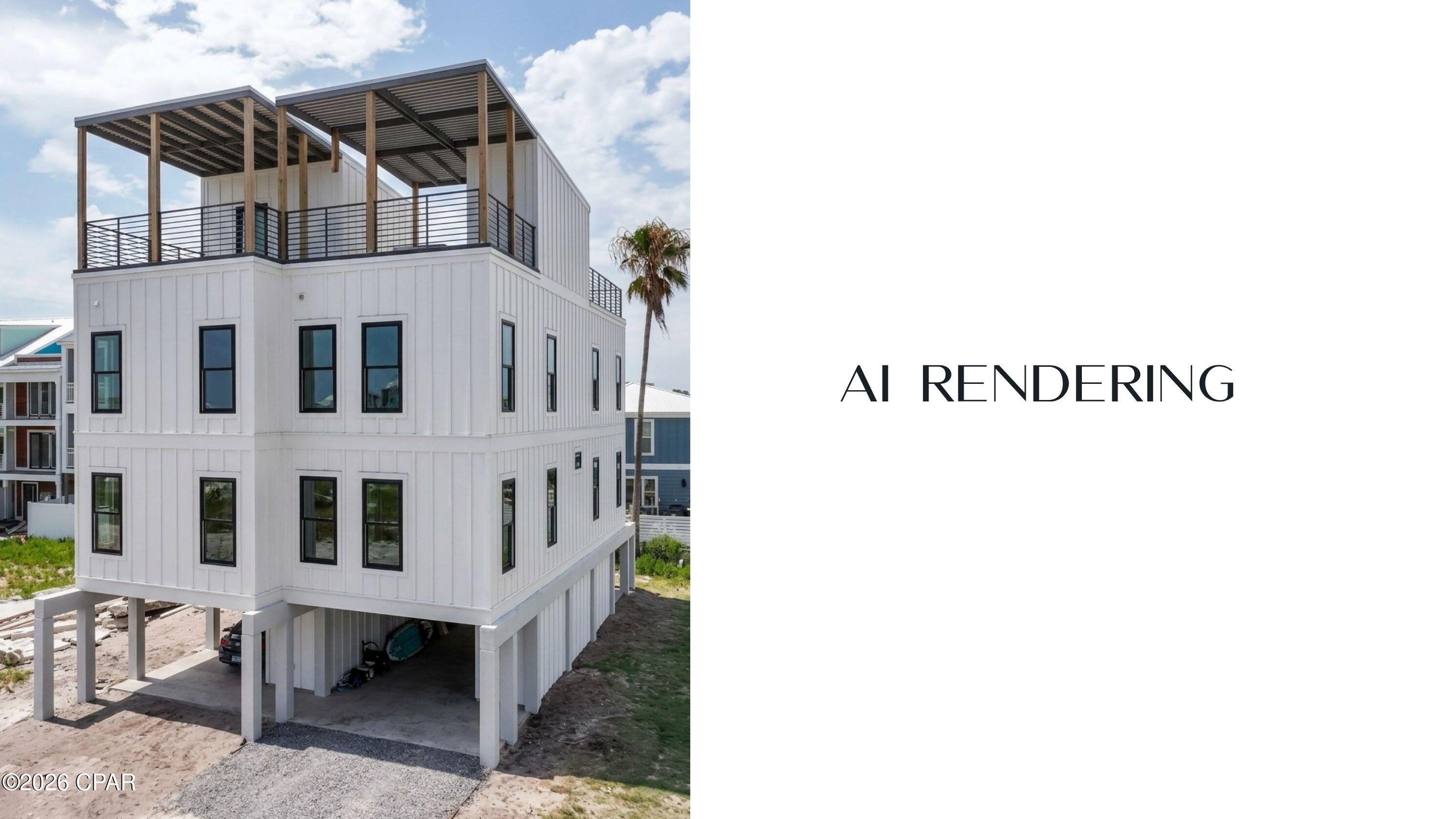 NEW LUXURY CONSTRUCTION just 500 feet from the sugar-white sands of Mexico Beach! This is a rare opportunity to own a beautifully crafted 3-bedroom, 3.5-bath coastal townhome while there's still time to make it uniquely yours. Currently under construction and nearing completion, buyers who secure the home before September 10, 2026, can personalize select finishes including flooring, countertops, tile, and interior paint colors, creating a one-of-a-kind beach retreat tailored to their style.  Built with exceptional quality, premium craftsmanship, and upgraded construction, this thoughtfully designed residence offers an open-concept floor plan, spacious bedrooms, covered parking, Gulf views, and multiple outdoor living spaces designed to embrace the coastal lifestyle. The showpiece of the home is the covered rooftop terrace--an extraordinary feature unlike anything else in Mexico Beach--offering the perfect setting for entertaining, relaxing with family and friends, or taking in spectacular sunsets and Gulf breezes year-round.  Situated on desirable 37th Street, just 500 feet from the beach, this elevated home is located in the coveted X Flood Zone for added peace of mind. With no HOA and short-term rentals allowed, it offers outstanding flexibility as a primary residence, luxury vacation home, or high-performing investment property.  Brand-new construction, exceptional quality, customizable designer finishes, an unmatched covered rooftop living space, and one of Mexico Beach's most sought-after locations combine to create an opportunity that is rarely available on Florida's Forgotten Coast. Secure your dream beach home today before finish selections are finalized.