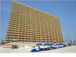 A true treasure of a condo and the popular Treasure Island which has one of, if not the BEST VIEWS on Panama City Beach! Enjoy sunrise views in the morning and Sunset views in the evening! The layout of this oversized condo's interior is superb for entertaining, offering 9' ceilings throughout and an excess of space and features, including slab granite countertops, granite backsplash and sleek GE appliances in the gourmet kitchen, large bathrooms, and beautiful decorator perfect furnishings. The pet friendly complex has a large heated pool and a kiddy pool and two gazebos, covered parking, four high-speed elevators, fitness room, owner's lounge and game room. It is located on Thomas Drive within walking distance of Saint Andrews State Park and minutes from the area's finest