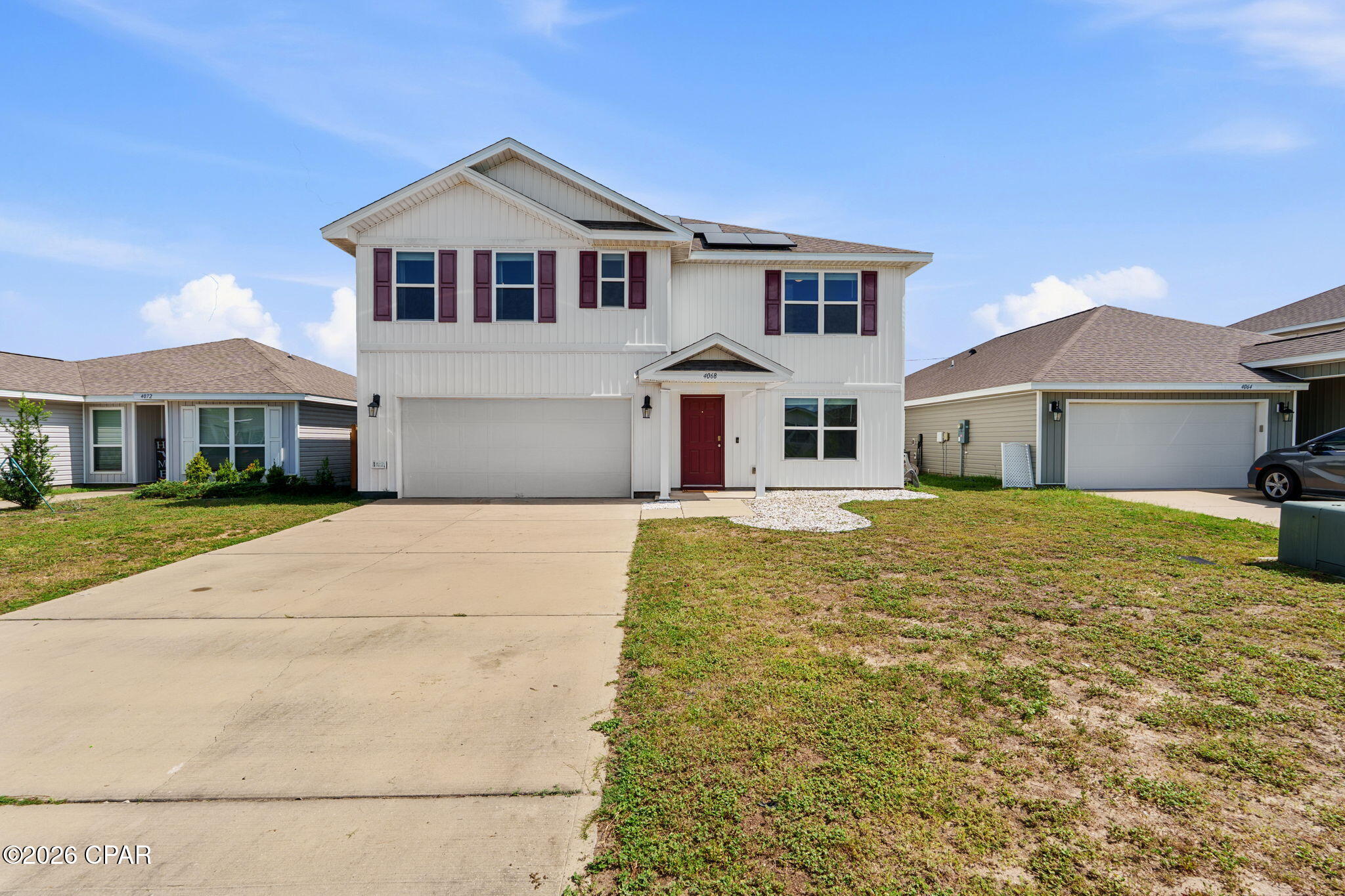 CURRENTLY UNDER CONTRACT, SELLER WILL CONSIDER BACKUP OFFERS Welcome to Brighton Oaks! The Hayden floor plan is a two story 5 bedroom, 3 Bath home with two car garage. This beautifully updated home, features built-in bookcases in the front entry bonus room. The living room has been been crafted to perfection with the addition of a media/fireplace/entertainment wall as well as two shelved niches surrounding the tv, The interior features include vinyl flooring throughout the common areas, carpet in bedrooms, stairs and upstairs hallway, durable laminate countertops in the kitchen and baths. A downstairs guest bedroom and a full bath. Additional bedrooms scatter the second floor surrounding yet another living area! The primary bedroom has a large bath with walk-in closet, dual sink vanity. Solar panels will be paid off at closing!
Conveniently located, with Publix and schools in close proximity!

Schedule a showing today!!