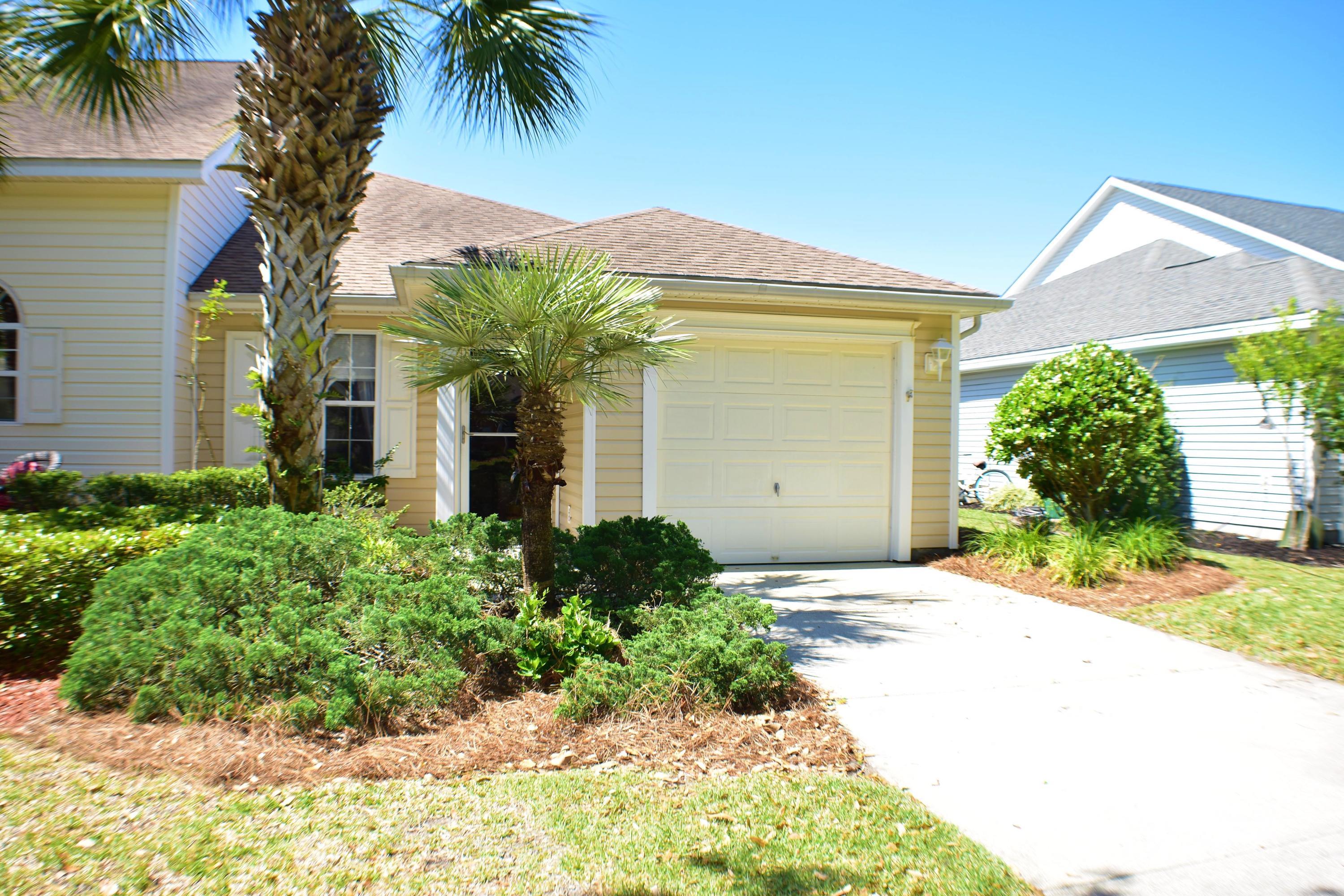 CURRENTLY UNDER CONTRACT, SELLER ACCEPTING BACKUP OFFERS End unit townhome in Palmetto Trace!  This is a one-story, 2-bedroom, 2-bath unit with a one car garage very close to the community pool.  Features include tiled floors, crown molding, pantry, built-in shelf, and Pella sliding glass doors that open to a private patio.  Great floor plan for first-time home buyers or empty-nesters looking to downsize and needing a low maintenance lifestyle!  The townhome is located in the Palmetto Trace community with sidewalk lined streets and two community pools.  You're also just around the corner from Pier Park and the Frank Brown Recreational Complex.  All info is approx and must be verified by Buyers if important.