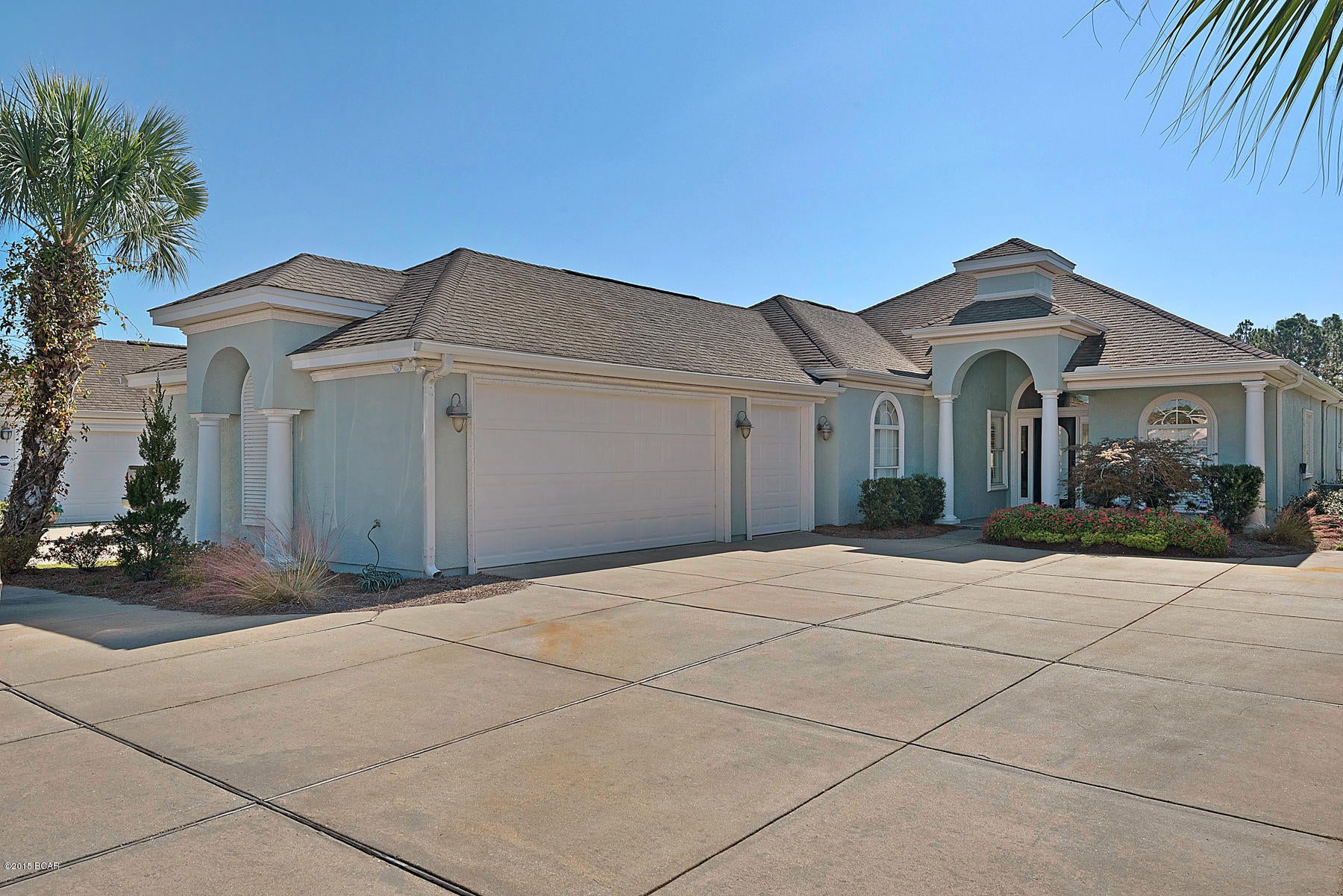 Enjoy this beautiful custom built home on a private gated cul-de-sac,in The Hombre Golf Club course community. Features include double garage plus golf cart garage and low maintenance chlorine-free screened enclosed pool. Custom built walnut cabinets, solid marble counter tops and back splash in the kitchen. The open living area includes high ceilings, marble gas fireplace and crown molding throughout. The home includes brand new pool pump and heater. Pool and spa completely resurfaced/remodeled with zodiac aqualink,that enables you to remotely set pool features from any smartphone/computer.Recently replaced hot water heater. House painted last year along with new grass and landscaping. Home comes with a natural gas back-up generator which runs the entire home. Chandeliers don't convey.