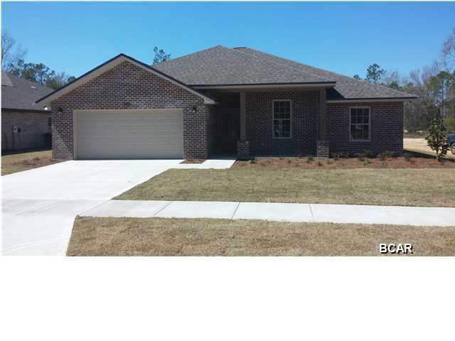 New construction in just opened Cedar Park offering easy access to greater Panama City, Panama City Beach, and TAFB! All brick home offers great room with 10Ft ceilings, dining room, kitchen with island, solid surface counters, and stainless appliances, master suite with tray ceiling, double vanity, separate shower and tub, walk-in closet. Other interior features include tile flooring, recessed lighting, custom cabinetry, and ceiling fans...Exterior includes brick siding, 2 car garage, covered porch, and sprinkler system. Cedar Park features landscaped entrance, two parks, pavilion, playground, underground utilities, custom street lighting, and sidewalks.