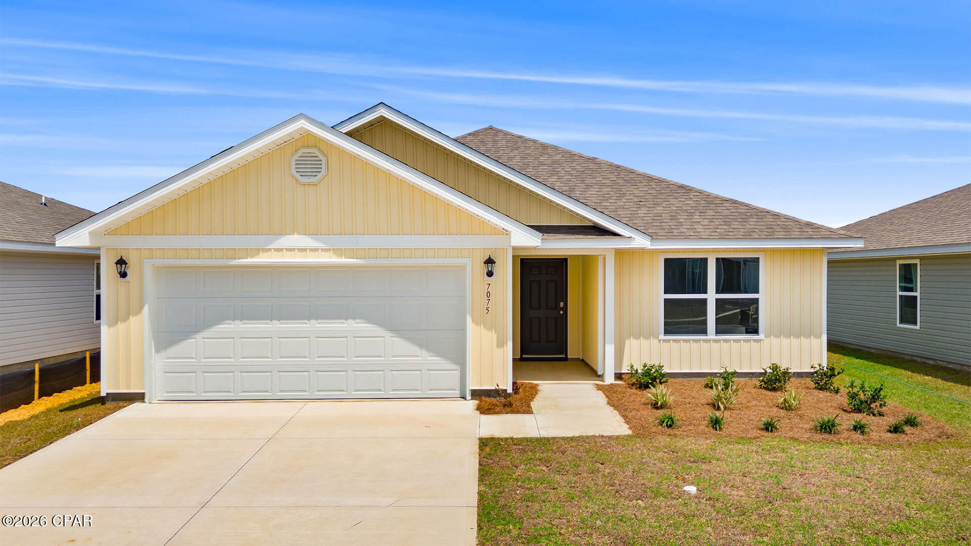 Welcome to the Lismore, a new home floor plan located at Liberty in Panama City, Florida. The Lismore is thoughtfully designed 3-bedroom, 2 bathroom, one-story home with 1.580 square feet of modern living. On the outside of your home, you will see durable vinyl siding, a spacious two-car garage with an opener and a fully sodded yard to the property lines. This home comes equipped with dimensional shingles with a limited lifetime warranty, electronic deadbolts on all exterior doors, weatherproof outlets, and hose bibs. Sidewalks line the neighborhood streets for you to enjoy the beautiful Florida weather at Liberty. Inside you will see 8' ceilings throughout, engineered vinyl plank flooring throughout the home and carpet in the bedrooms. The front bedrooms, bathroom, and garage are close to the front door and welcome you into an open living room and kitchen, perfect for having guests over. Granite countertops, white cabinetry with soft-close are in the kitchen and bathrooms, and the kitchen island make hosting or serving dinner at the bar a breeze. Complete with a pantry, and stainless-steel appliances including smooth top range, microwave, and dishwasher means your kitchen is fully equipped. The living room has plenty of windows for natural lighting and leads right to the back door. Each bedroom comes with soft carpet floors and spacious closets. The Primary Bedroom features a bathroom with a detached shower and double vanity with granite countertops. The walk-in closet is adjacent to the bathroom, meaning more space in your bedroom. As with all the homes in Liberty, your home is outfitted with the latest Smart Home technology allowing you to manage your home right from your phone, making your comfort easy and exceptional. Our Liberty community features underground utilities making it less susceptible to damage from severe weather leading to fewer outages and more reliable service. Residents of Liberty can enjoy exclusive access to two amenity centers, complete with two pools, a children's splash pad, two playgrounds for endless fun, a well-equipped gym, poker room, yoga room, two pickle ball courts, basketball court, and a well-equipped fitness center. Embrace the lifestyle you deserve where every detail is curated for your ultimate enjoyment.