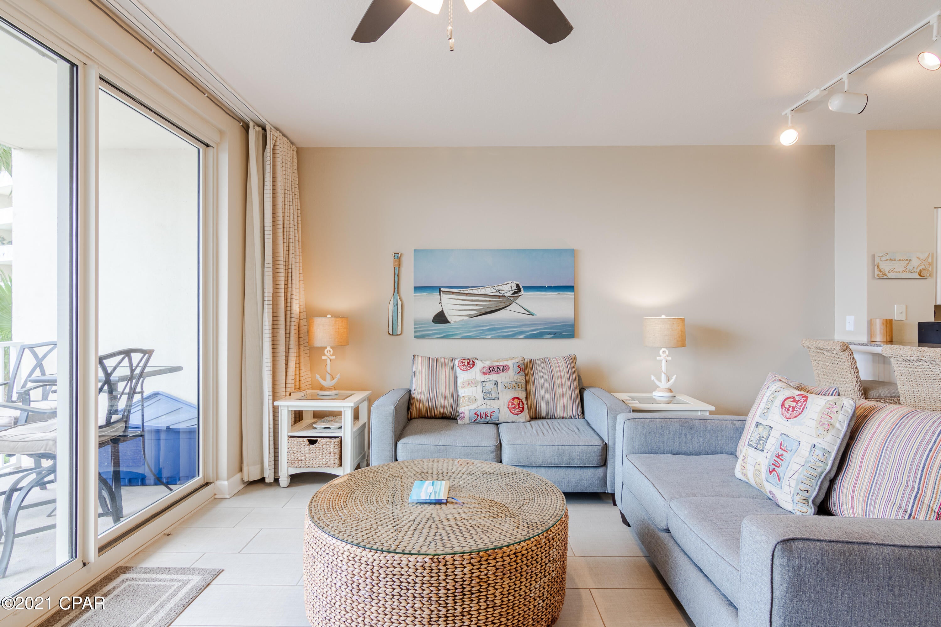 'CURRENTLY UNDER CONTRACT, SELLER ACCEPTING BACKUP OFFERS' 

LOW FLOOR - TAKE THE STAIRS - ASSIGNED PARKING SPACE - UPDATED. Could not be more perfect...watch the emerald coast sunset from your balcony! This beautiful decorated condo overlooks a one of a kind lagoon style pool just steps from the white sandy beach. Take advantage of the 3rd floor stairs with 3rd floor parking space & easy & fast access to get your toes in the sand! No need to wait for elevators! This coastally decorated condo was completely renovated in 2018 with new appliances, floor and furniture. Truly Stunning! In addition, wainscoting has been added for not only aesthetic purposes, but also as great protection for the interior walls. This beautiful condo includes 2 bedrooms, with 3 full baths and bunks. There's enough space in one of the bedrooms for a pull-out sleeper sofa. The unit is being sold fully furnished and rental ready. Shores of Panama has one of the most beautiful lagoon style pools of any resort on Panama City Beach. Not only will you enjoy the luxurious tropical landscape, you will be mesmerized by the fountains and waterfalls alongside the pool. Cool off with a refreshing drink at the poolside tiki bar! Shores of Panama offers exceptional amenities including an indoor pool with whirlpool tub, fitness center, coffee shop and much more. Make an appointment to see this outstanding property today!
