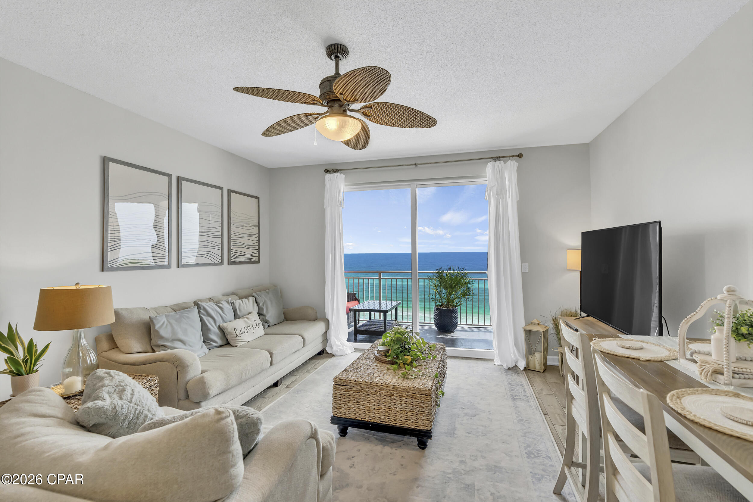 CURRENTLY UNDER CONTRACT, SELLER WILL CONSIDER BACKUP OFFERS. Set directly on the beach at Sterling Reef, this well-maintained beachfront condo offers a highly desirable 2BR/2BA floor plan with an enclosed bunk room and has generated $58,555.18 (as of July 20, 2026) in short-term rental bookings 

Positioned on the 8th floor, the condo takes full advantage of panoramic gulf views while delivering something that's harder to find than you might expect - open ocean sound without the noise of the beach crowd below. It's a meaningful difference in the daily experience of the unit.

Designed for both personal enjoyment and vacation rental appeal, the floor plan provides the flexibility to comfortably accommodate family and guests while maximizing sleeping capacity. From the kitchen and living area to the primary suite and private balcony, the Gulf remains the focal point throughout the condo. Floor-to-ceiling sliding glass doors maximize natural light while keeping the emerald waters front and center, creating a seamless connection between the interior living spaces and the beach beyond.

The coastal-inspired interior has been meticulously maintained and thoughtfully updated - new furniture, paint, and fixtures were added in 2021, new carpet in 2023, and new deck furniture in 2025 - giving the unit a fresh, move-in-ready feel. Tile flooring throughout the main living areas makes upkeep easy after busy beach days. The spacious kitchen offers granite countertops, stainless steel appliances, and a breakfast bar that creates a natural gathering space for family and guests. 9' ceilings enhance the sense of openness, while the gulf-front primary suite serves as a private retreat with direct balcony access and stunning water views.

Sterling Reef continues to be a favorite among vacationers thanks to its beachfront setting, relaxed atmosphere, and extensive amenity package. Owners and guests enjoy direct beach access, a seasonally heated bi-level pool and spa, fitness center, activity center, sky terrace with grilling area, covered parking, and 24-hour security.

Adding to the appeal is Sterling Reef's central Panama City Beach location. Shipwreck Island Waterpark sits directly across the street, making it a popular destination for families, while Pier Park, Frank Brown Park, golf courses, restaurants, shopping, entertainment, and local attractions are all just minutes away.

Schedule a private showing and see it for yourself.