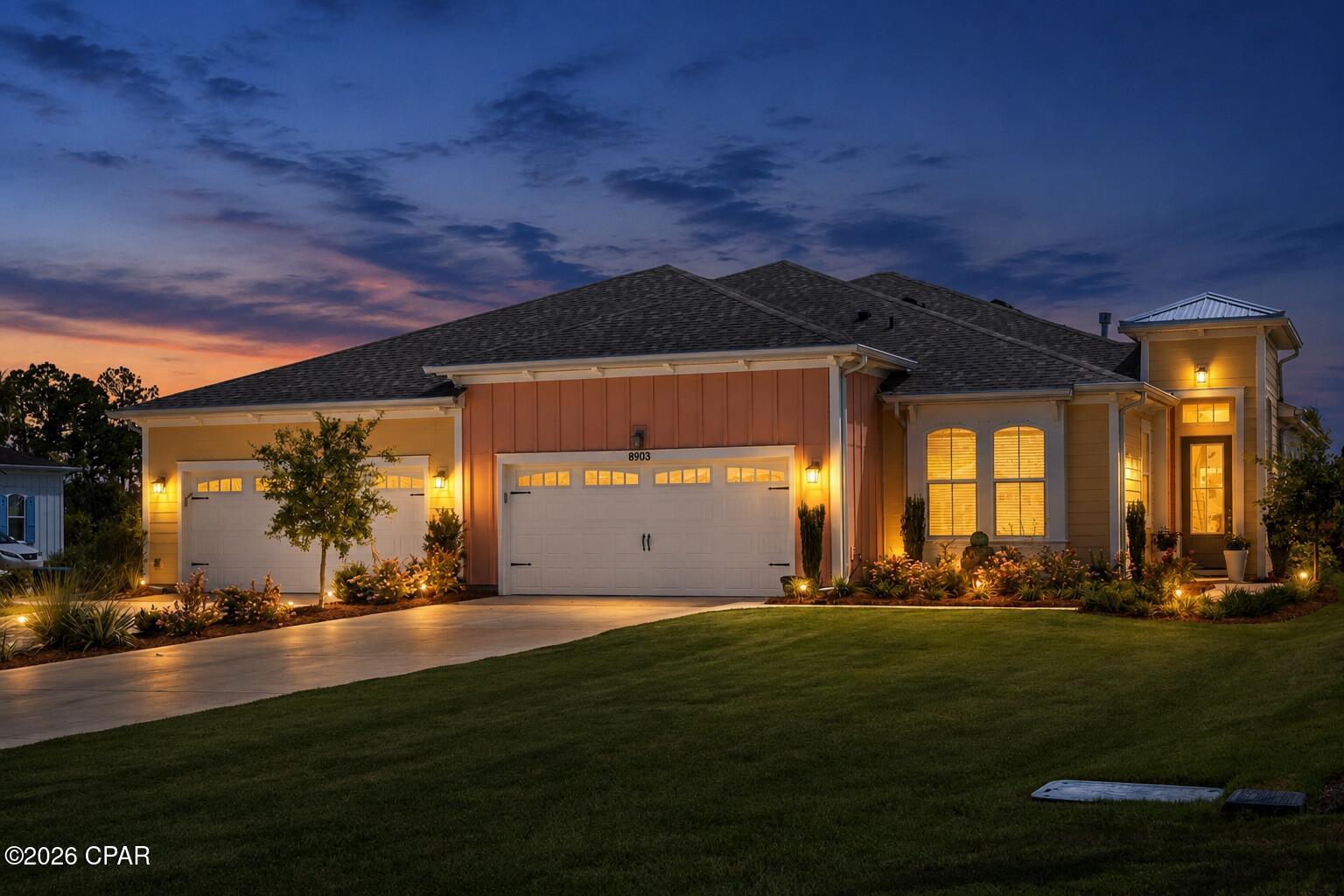 Some homes check a box. Some homes are a box. But the Barbuda Bay is one of the most sought-after Villas in all of Margartitaville! Perfectly positioned on one of only two villa homesites in Latitude Margaritaville Watersound that combines a premium six-car driveway with breathtaking Southernly pond views, along with a majestic and protected nature preserve beyond. Convenience, privacy, beauty and functionality all converge on this home to make it the most unique opportunity available right now in Latitude Margaritaville Watersound!

Unlike the vast majority of villa homes, this exclusive homesite is one of only nine in the entire community designed with an oversized six-car driveway (only two lots have a water and preserve view). The additional depth of this homesite allows the home to sit farther from the street while naturally offset from neighboring residences, creating exceptional curb appeal, greater separation and privacy, and an arrival that feels distinctly different from every other villa.

Then your eyes move beyond the home. Across the sparkling pond. Into a protected nature preserve where the view is defined by towering pines and cypress, native wildlife, and unforgettable sunsets. A golf cart path and bridge are only steps away providing a short cut to phase 4 and the amenities. This isn't simply a backyard. It's one of the most extraordinary locations in the entire community.

The outdoor living space was designed to embrace it all. A spectacular heated saltwater pool and spa surrounded by tropical landscaping, elegant paver decking, and custom lighting creates an atmosphere that feels more like a private luxury resort than a backyard. Whether entertaining friends, enjoying family visits, or relaxing beneath the stars, every evening becomes an experience.

Inside, the Barbuda Bay continues to impress with open gathering spaces, abundant natural light, and seamless indoor-outdoor living create a home that feels both elegant and inviting.

The beautifully appointed kitchen serves as the heart of the home with upgraded cabinetry, luxurious quartz countertops, designer backsplash, premium lighting, stainless appliances, gas cooking, and an oversized island that naturally brings family and friends together.

The owner's suite offers a peaceful retreat with a spa-inspired bath, while the flexible layout provides additional living space perfect for a home office, fitness room, hobby room, or media lounge.

With over $180,000 in upgrades this home is elevated well beyond standard construction, including eight-foot interior doors throughout, a gas fireplace, impact glass front entry door, upgraded laundry room with cabinetry and sink, attic storage with pull-down stairs, upgraded shower and tile package in Bath Two, recessed lighting, under-cabinet lighting, lanai TV prewire, and numerous thoughtful electrical upgrades.

Yet what truly sets this property apart isn't found inside the walls.

Countertops can be replaced.

Flooring can be changed.

Pools can be built.

This homesite cannot be recreated.

You cannot purchase additional privacy after closing.

You cannot add a six-car driveway.

You cannot reposition a home farther from the street and offset your lanai from your neighbor.

And you cannot create a protected nature preserve beyond your backyard.

Some homes become memorable because they're beautiful.

Others become memorable because they're rare.

This home is both.

Some buyers will schedule a showing because they're looking for a Barbuda Bay.

They'll leave realizing they just experienced one of the most unique Villa homesites in all of Latitude Margaritaville Watersound. There will always be another Barbuda Bay. And yet there may never be another opportunity like this one.